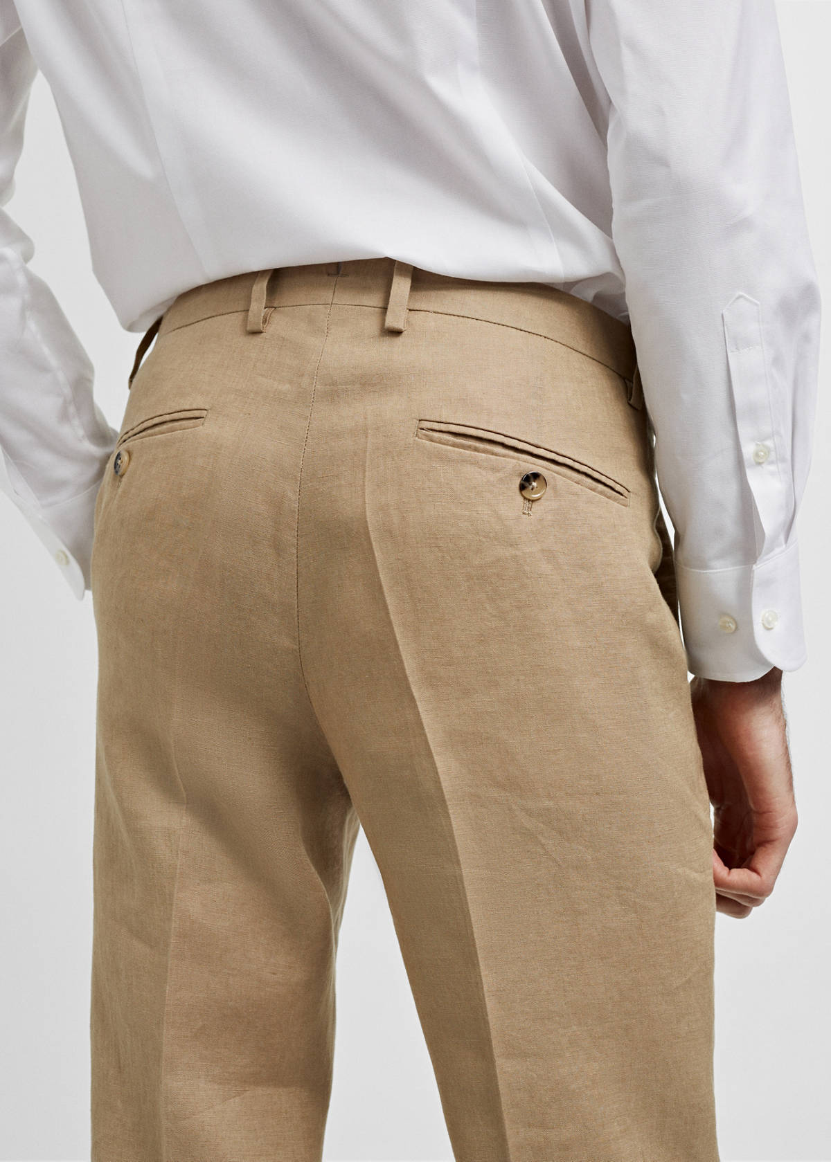 100% linen slim-fit suit trousers — Medium Brown