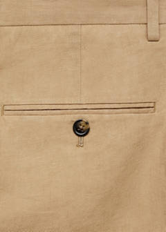 100% linen slim-fit suit trousers — Medium Brown 10