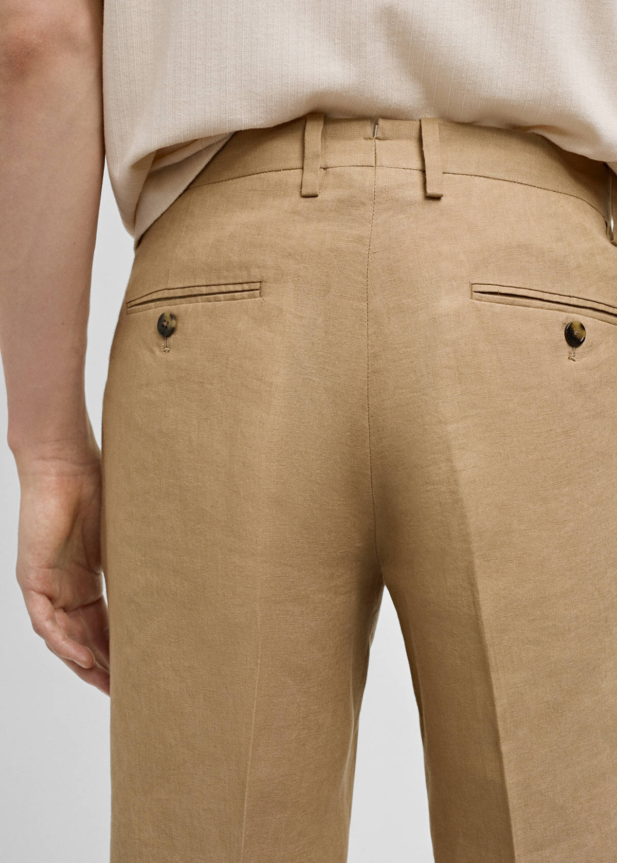 100% linen slim-fit suit trousers — Medium Brown