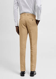 100% linen slim-fit suit trousers — Medium Brown 21