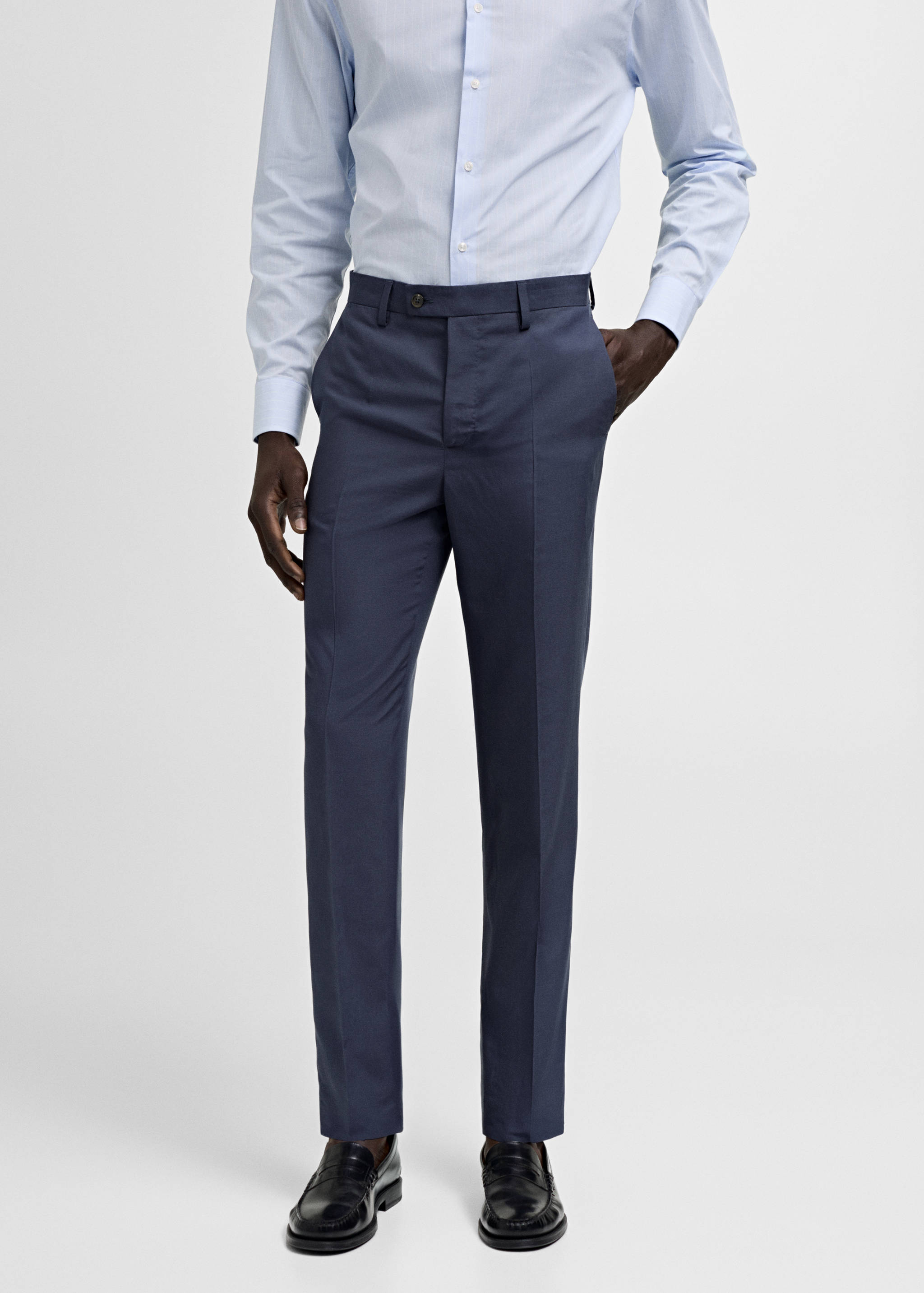 Stretch-fabric slim-fit suit trousers - Medium plane