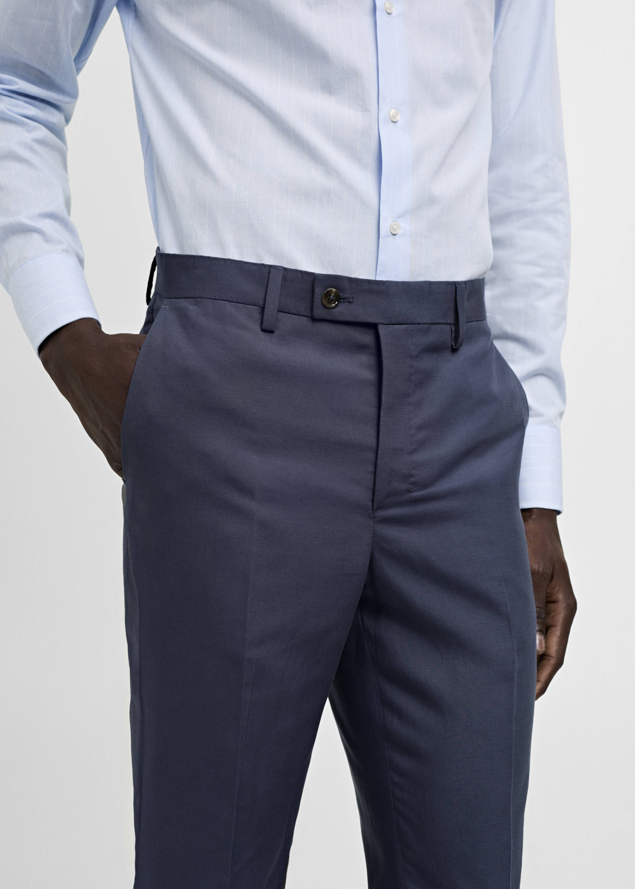 Stretch-fabric slim-fit suit trousers - Details of the article 6