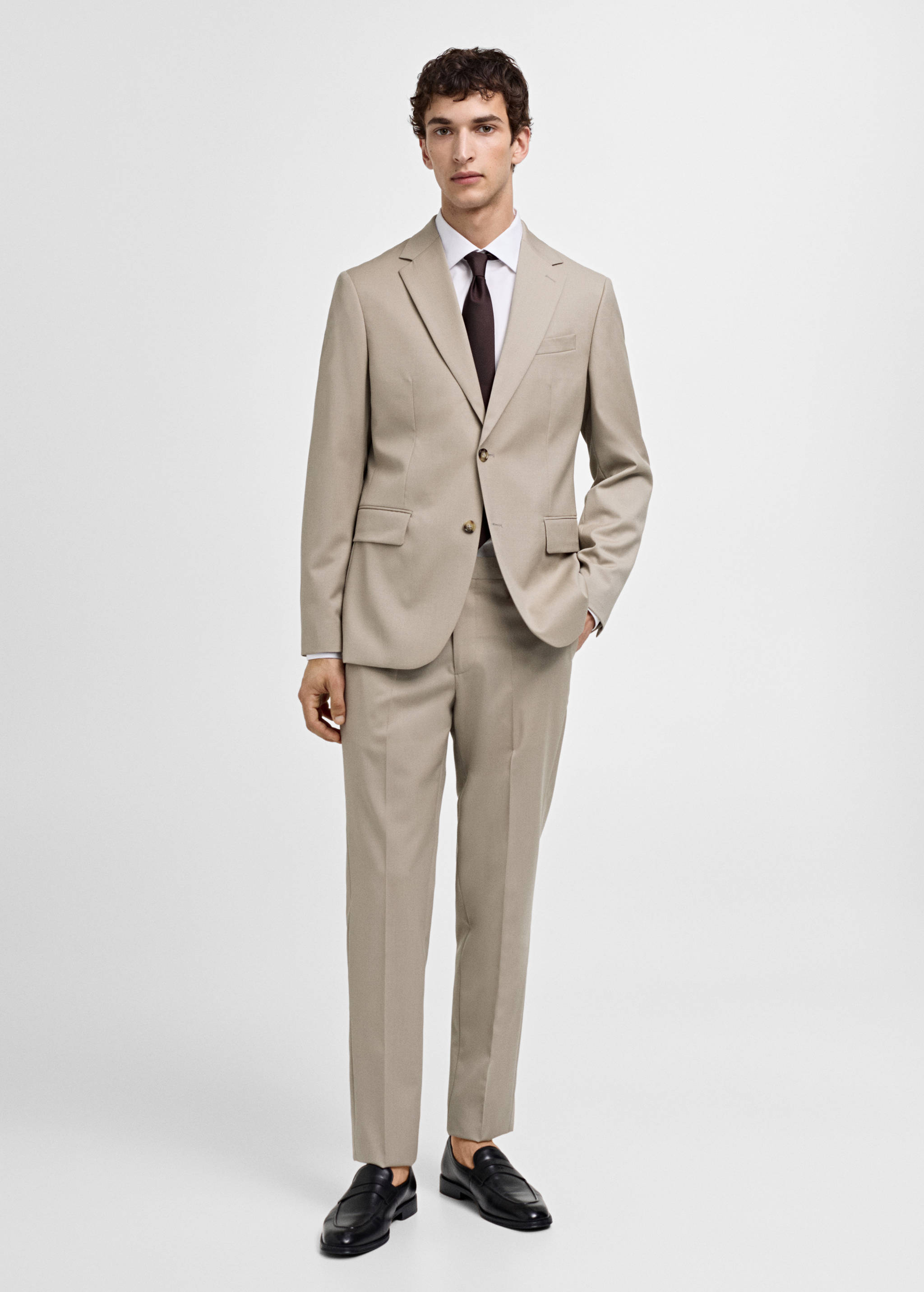 100% virgin wool slim-fit suit trousers - General plane