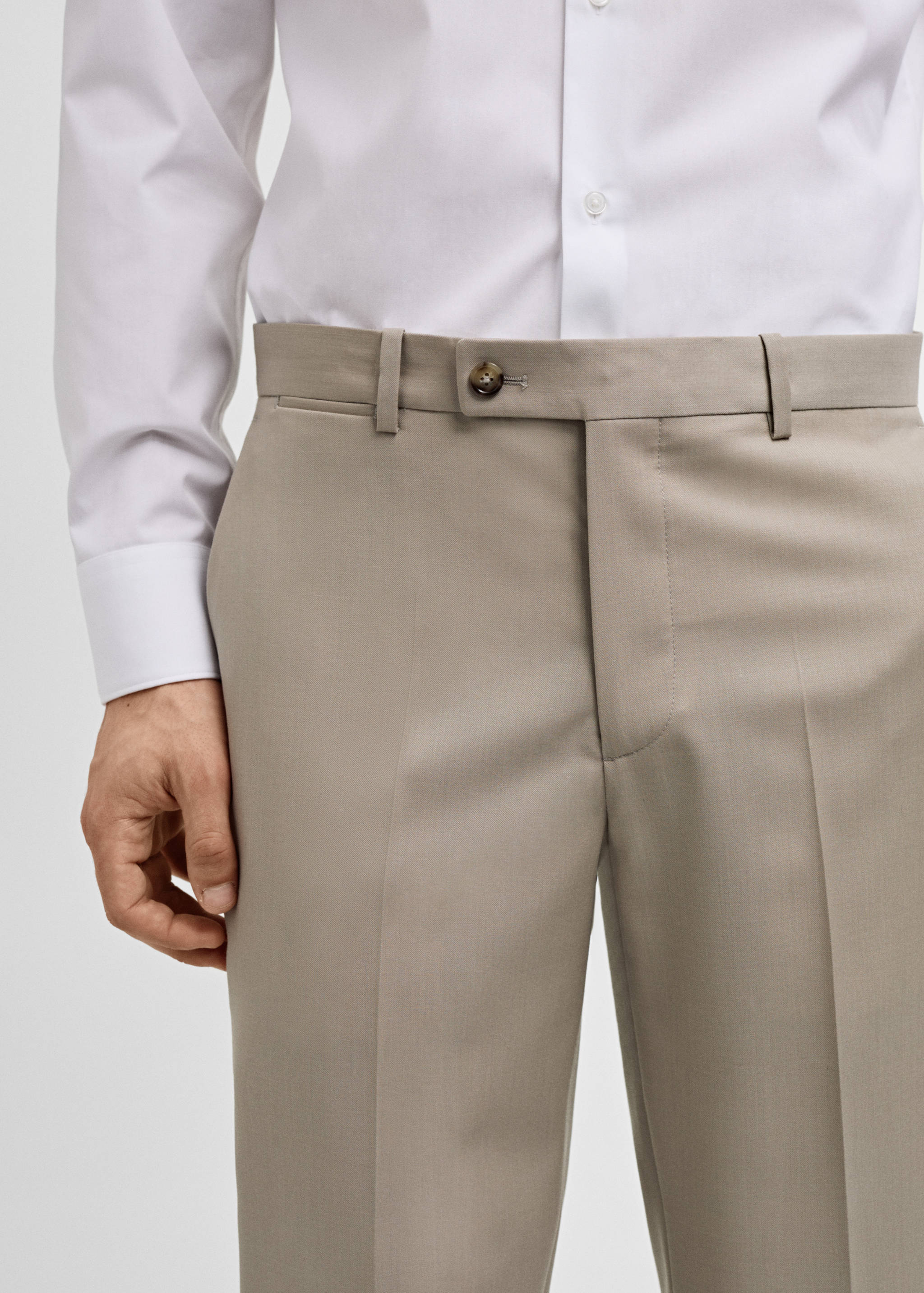 100% virgin wool slim-fit suit trousers - Details of the article 1