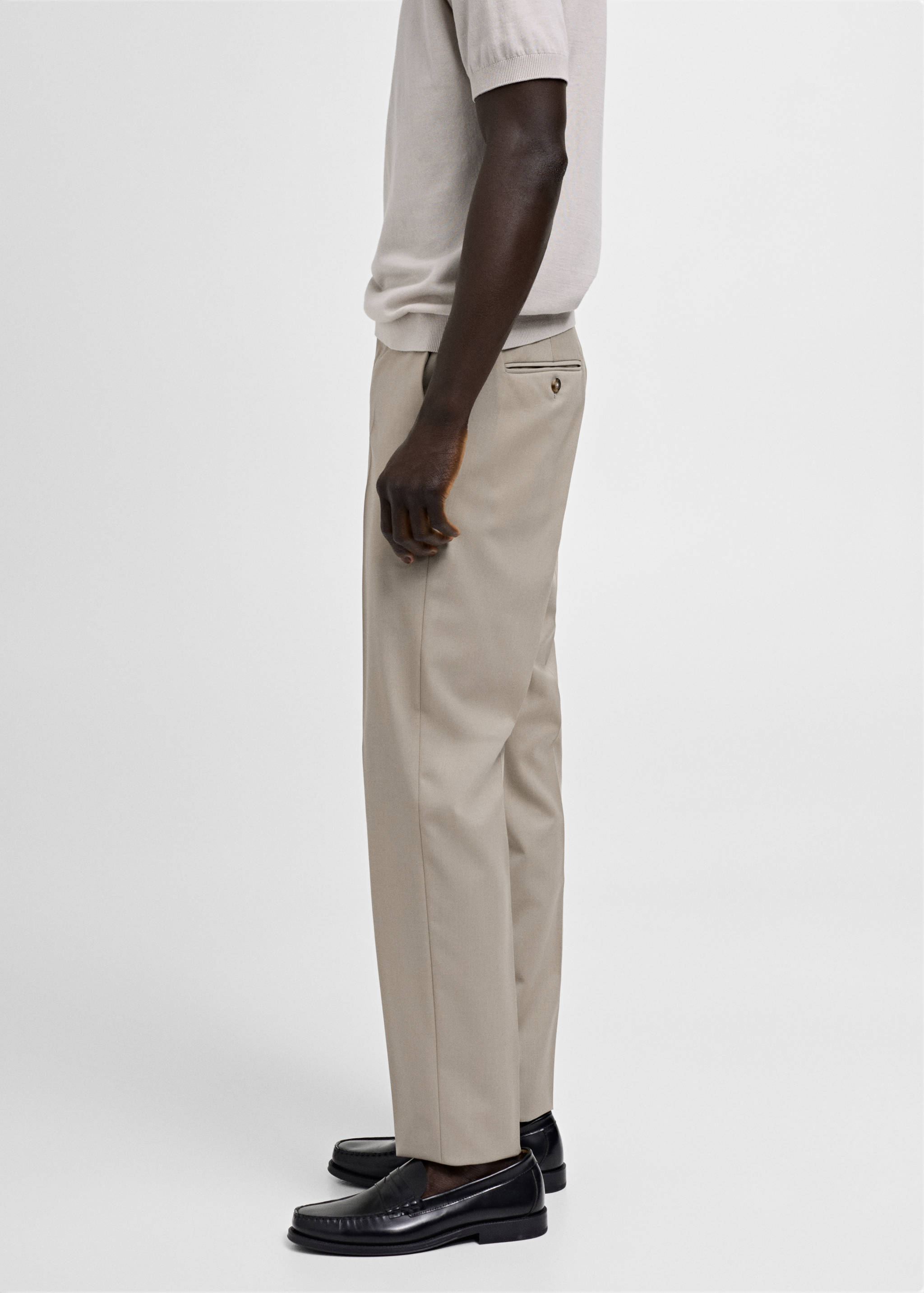 100% 纯羊毛修身西装裤 - null