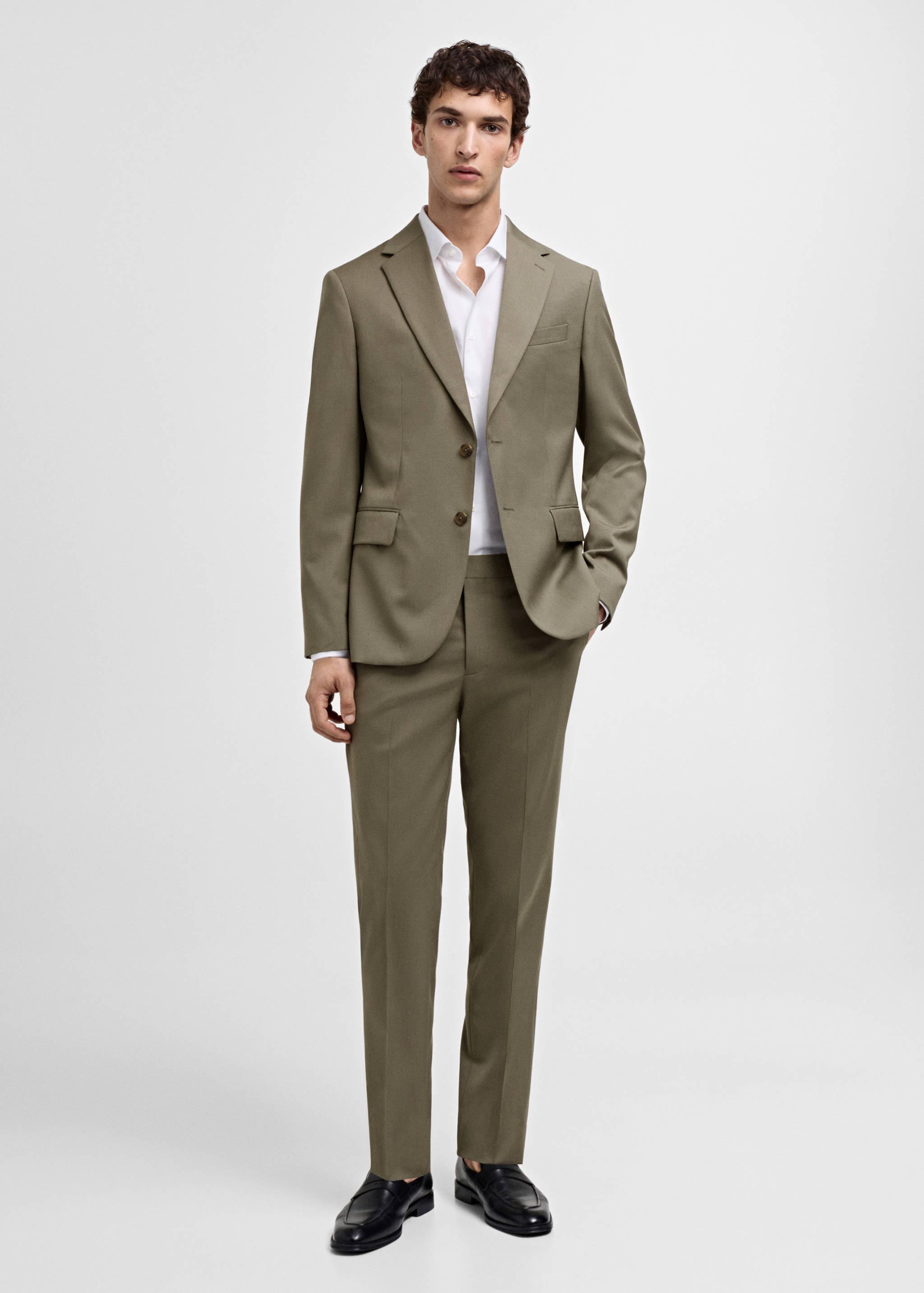 100% virgin wool slim-fit suit trousers - General plane