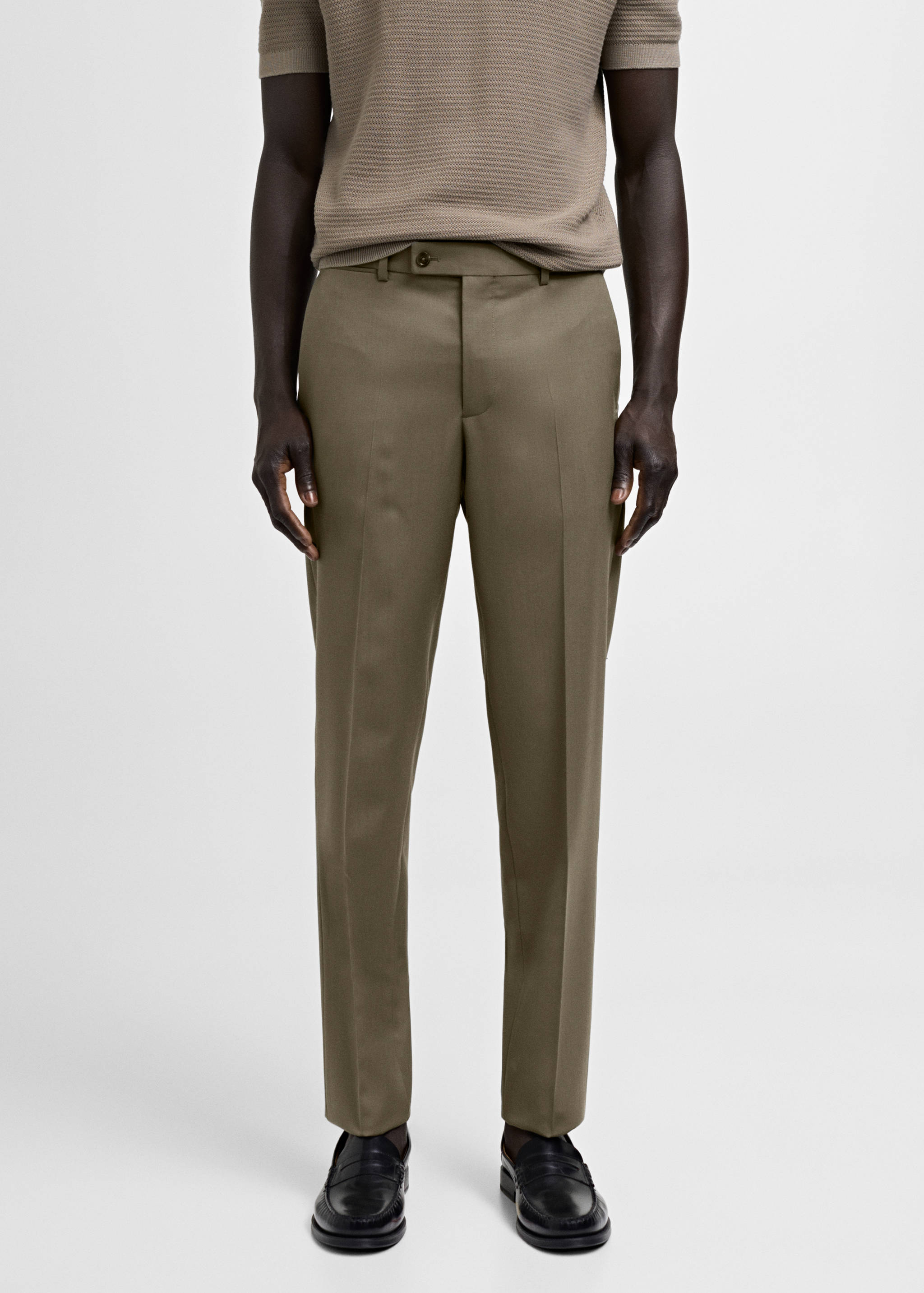 100% 纯羊毛修身西装裤 - null