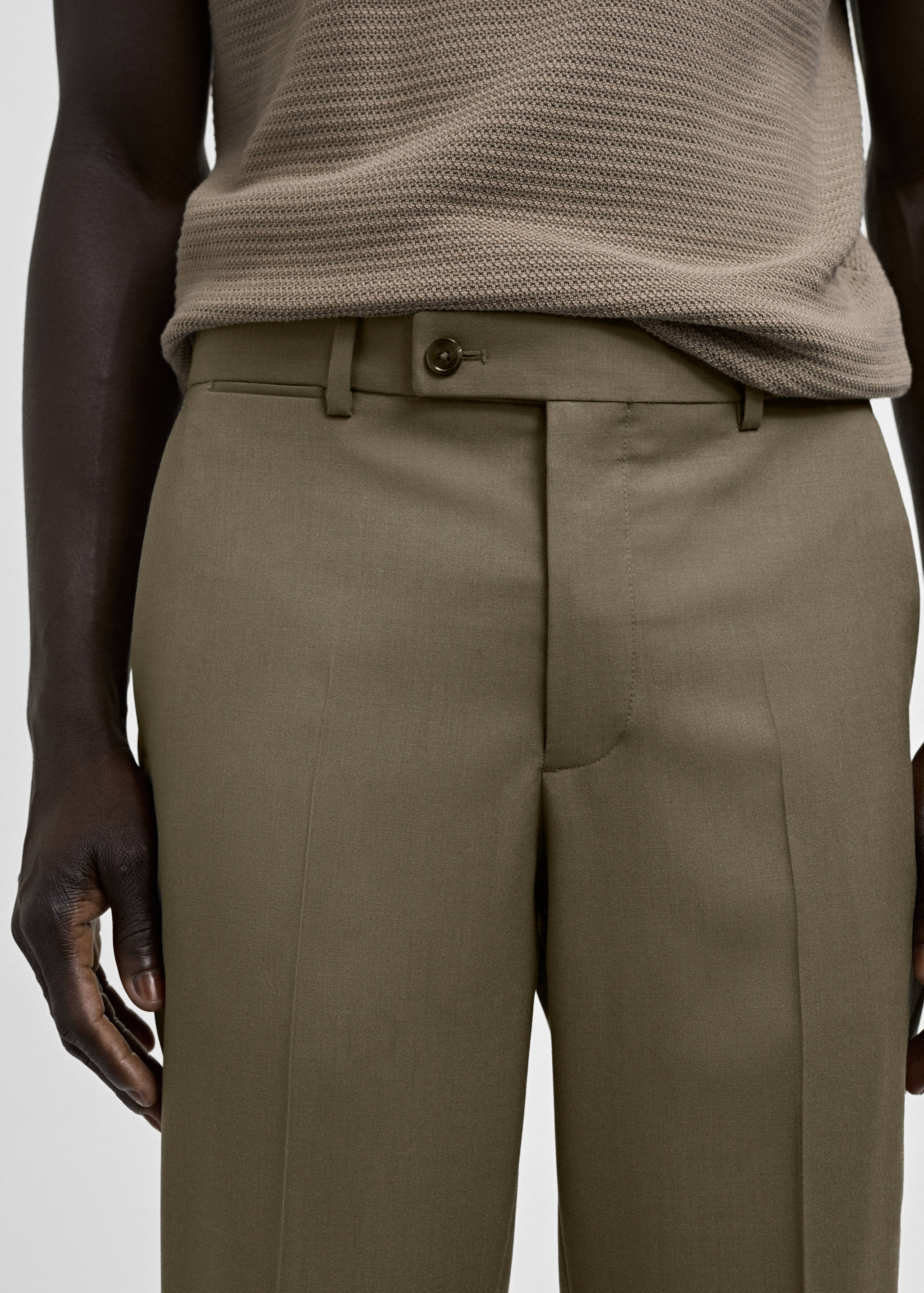 100% 纯羊毛修身西装裤 - null