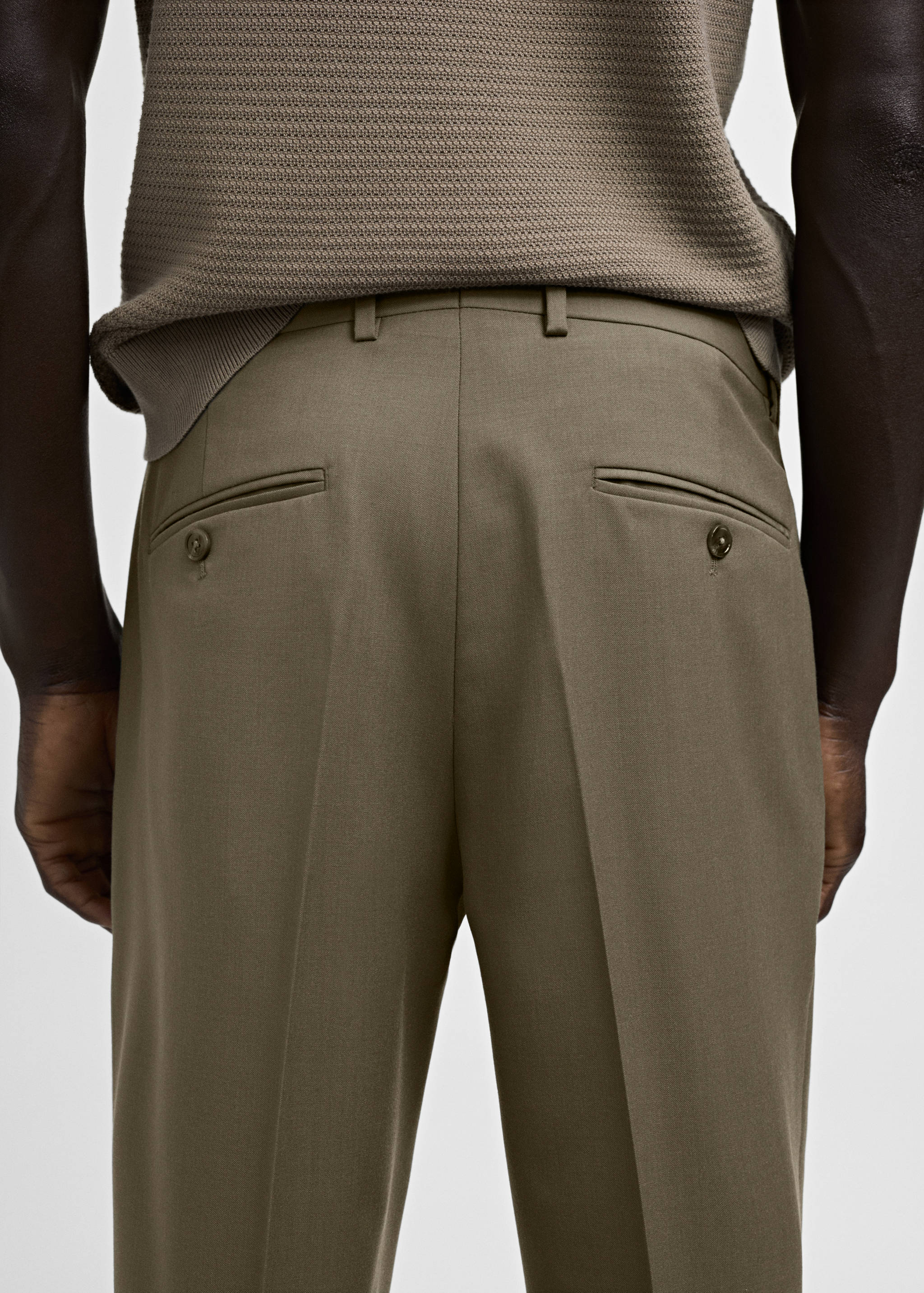 100% 纯羊毛修身西装裤 - null