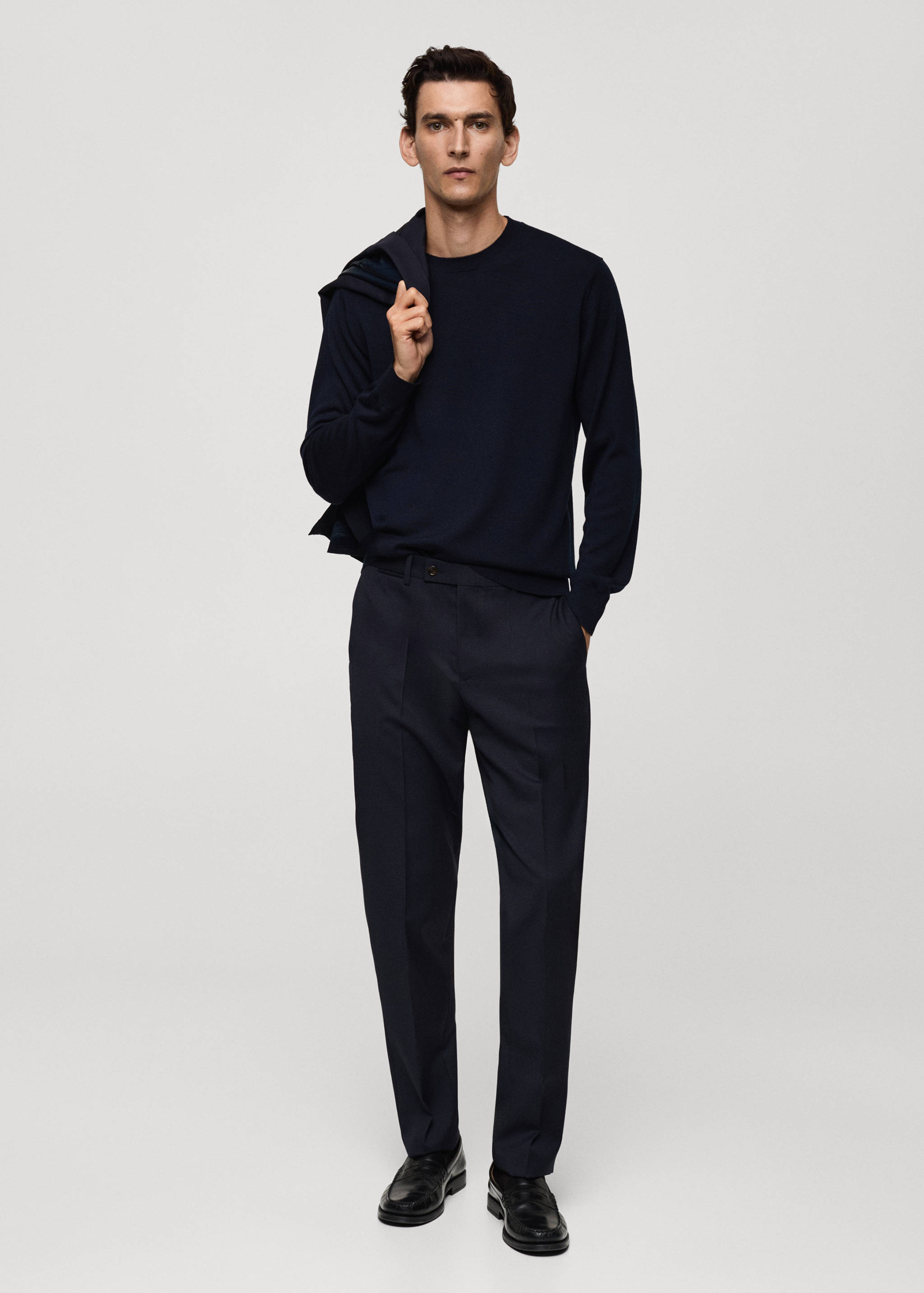 100% 纯羊毛修身西装裤 - null