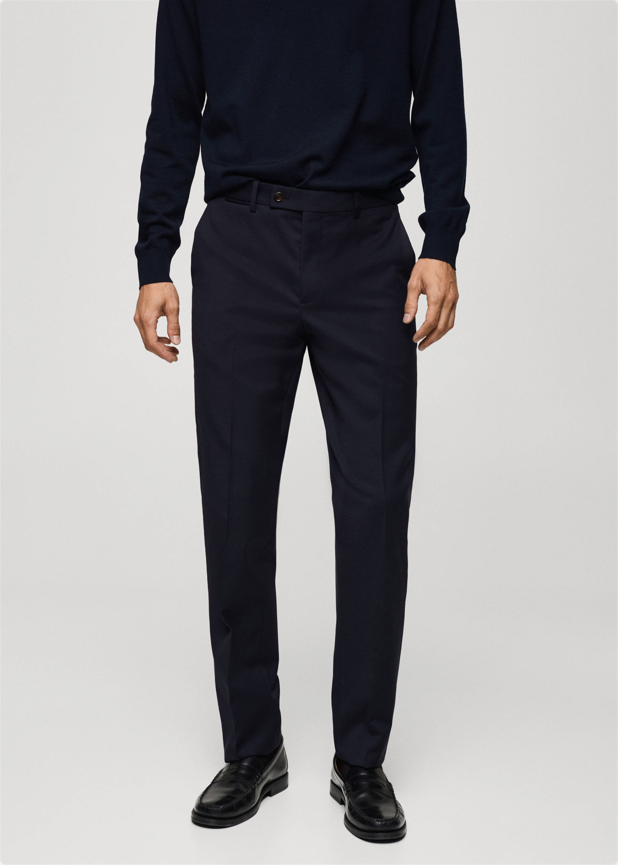 100% 纯羊毛修身西装裤 - null