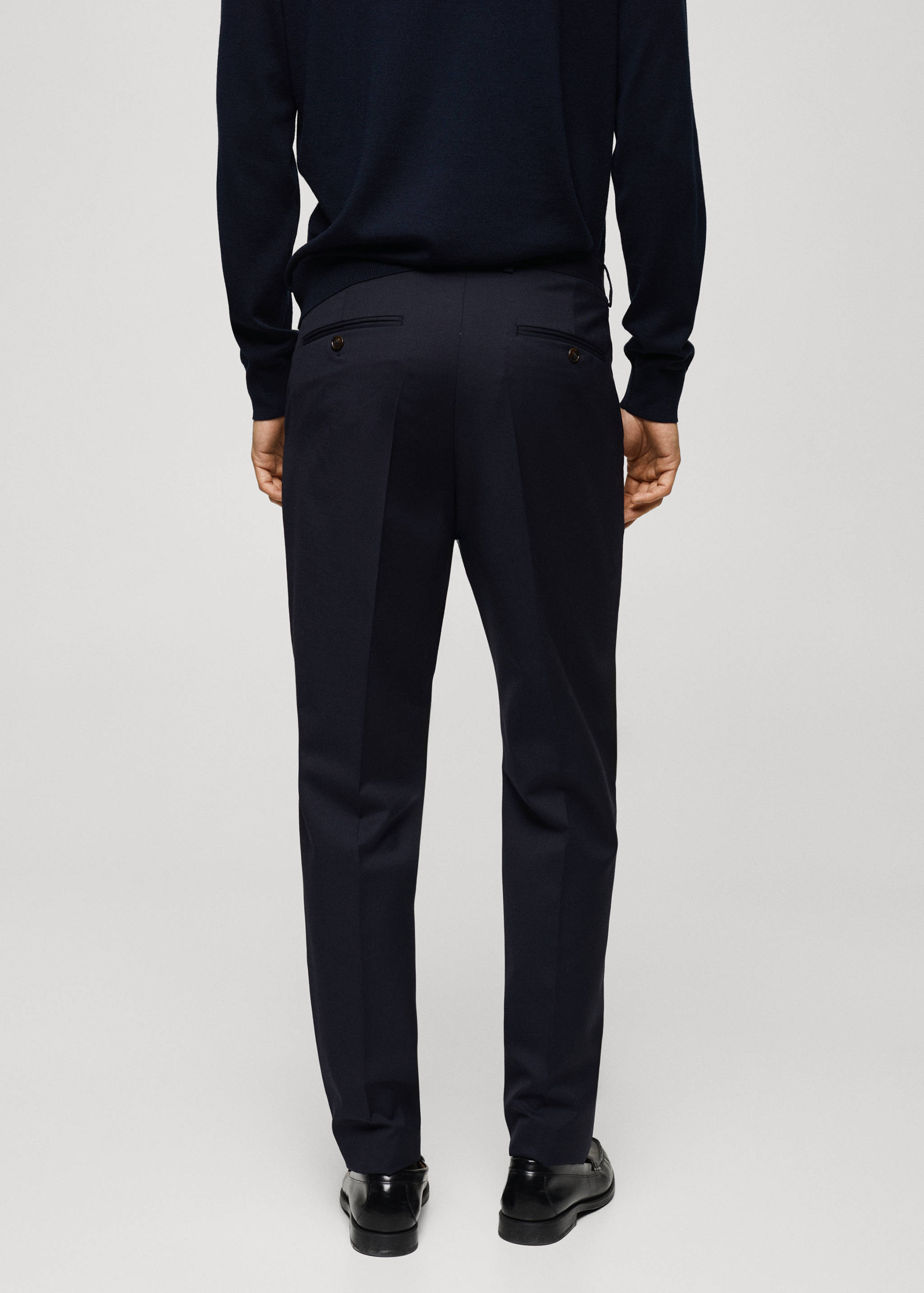 100% 纯羊毛修身西装裤 - null