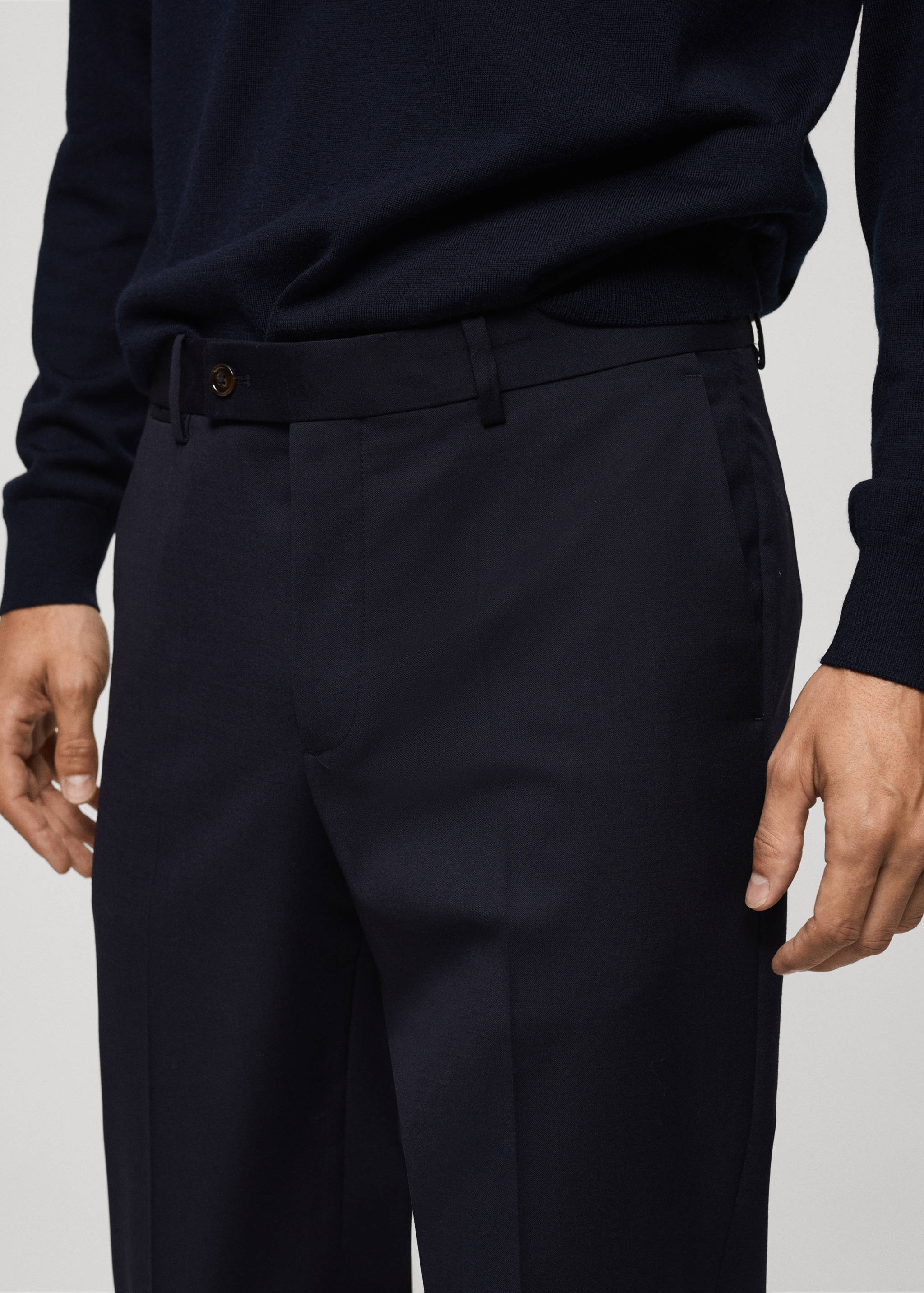 100% 纯羊毛修身西装裤 - null