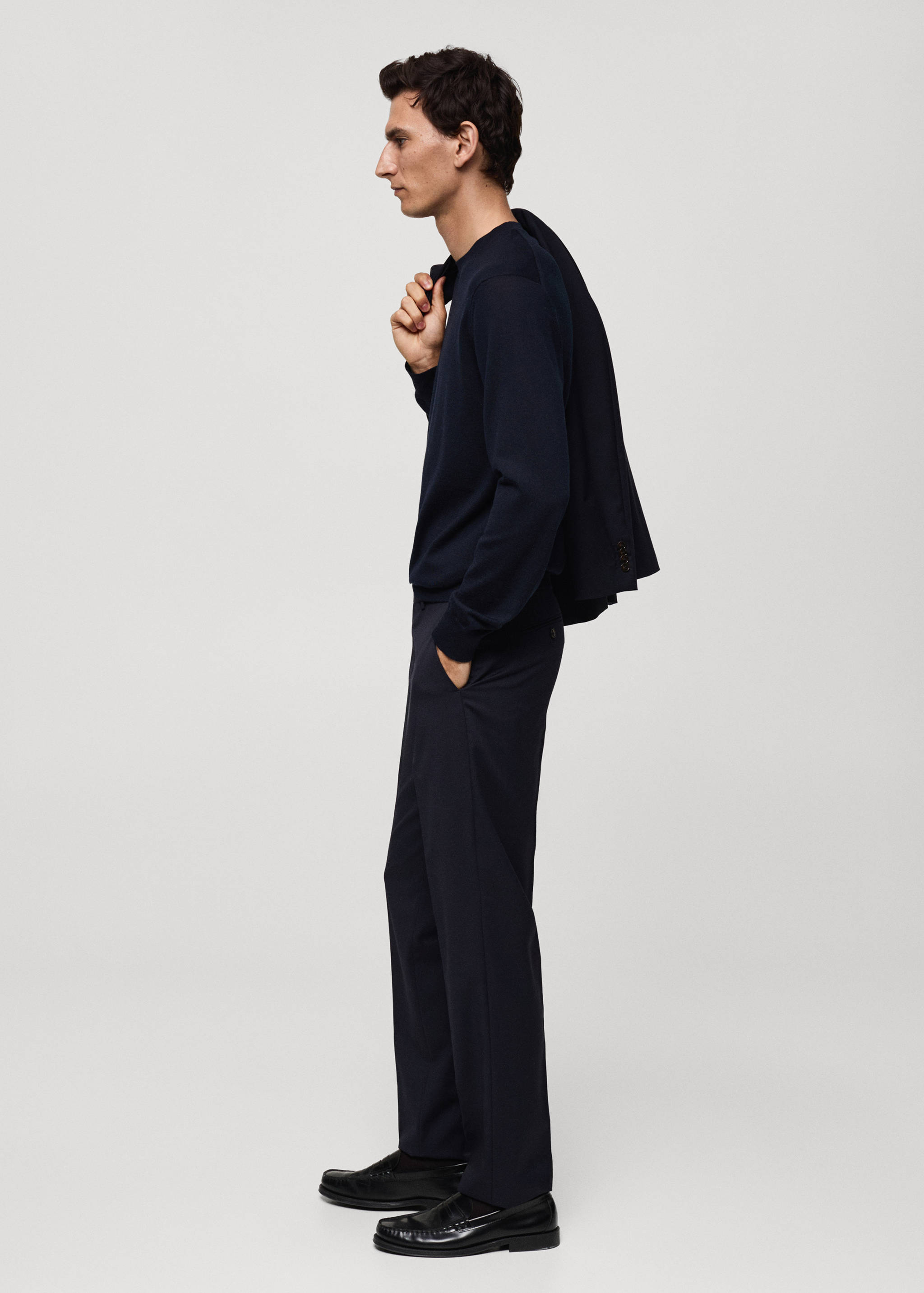 100% 纯羊毛修身西装裤 - null