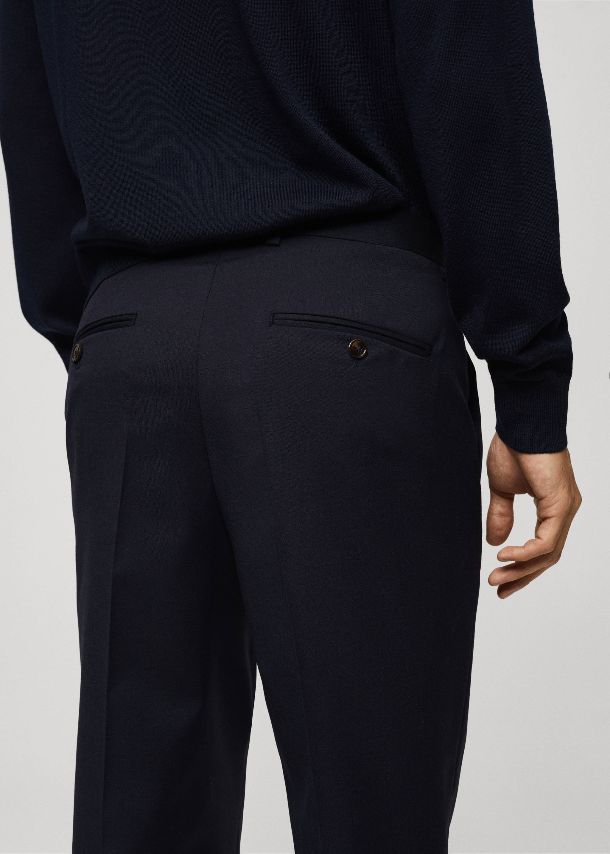 100% 纯羊毛修身西装裤 - null