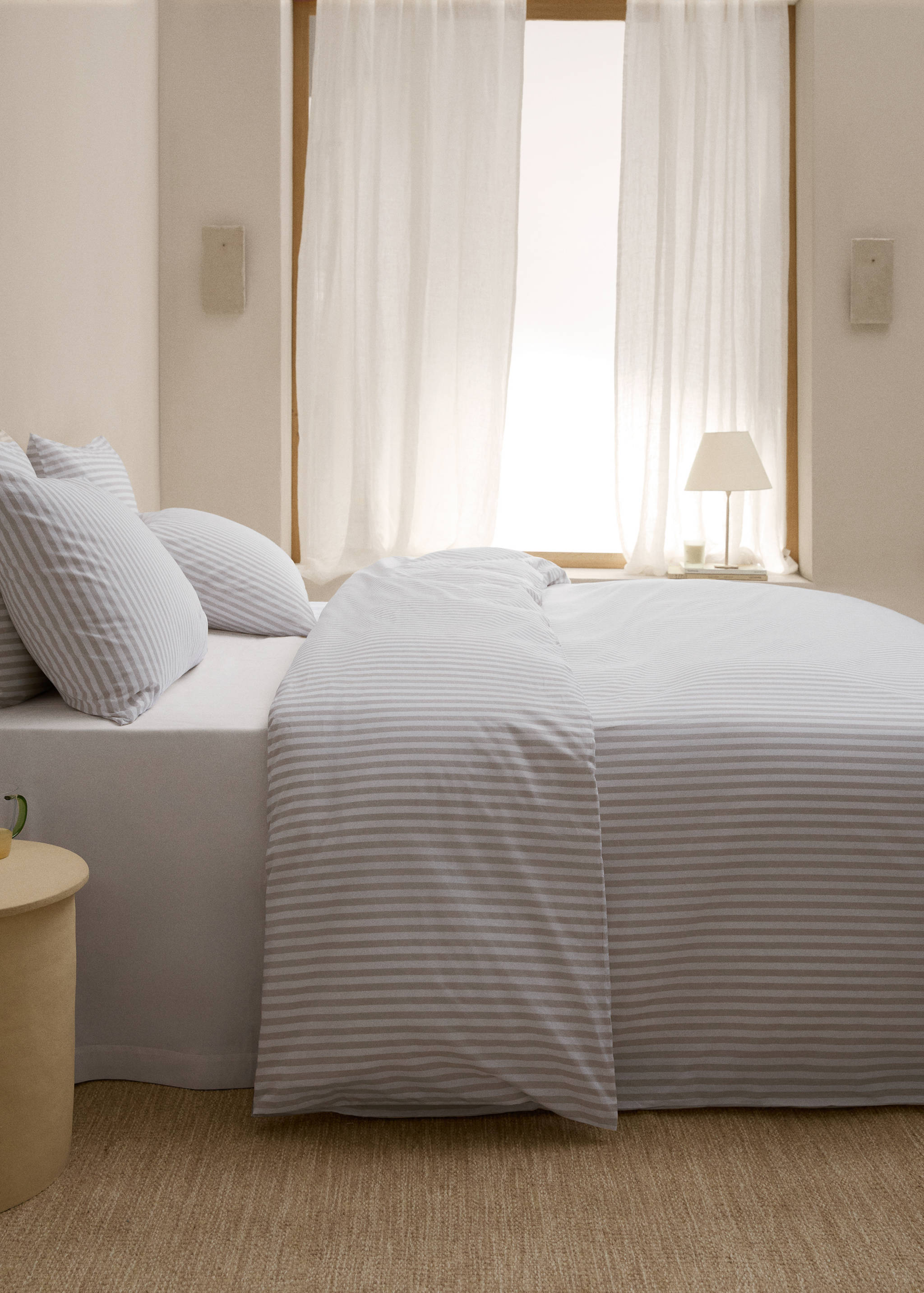 Striped cotton duvet cover for 150cm bed - General plane