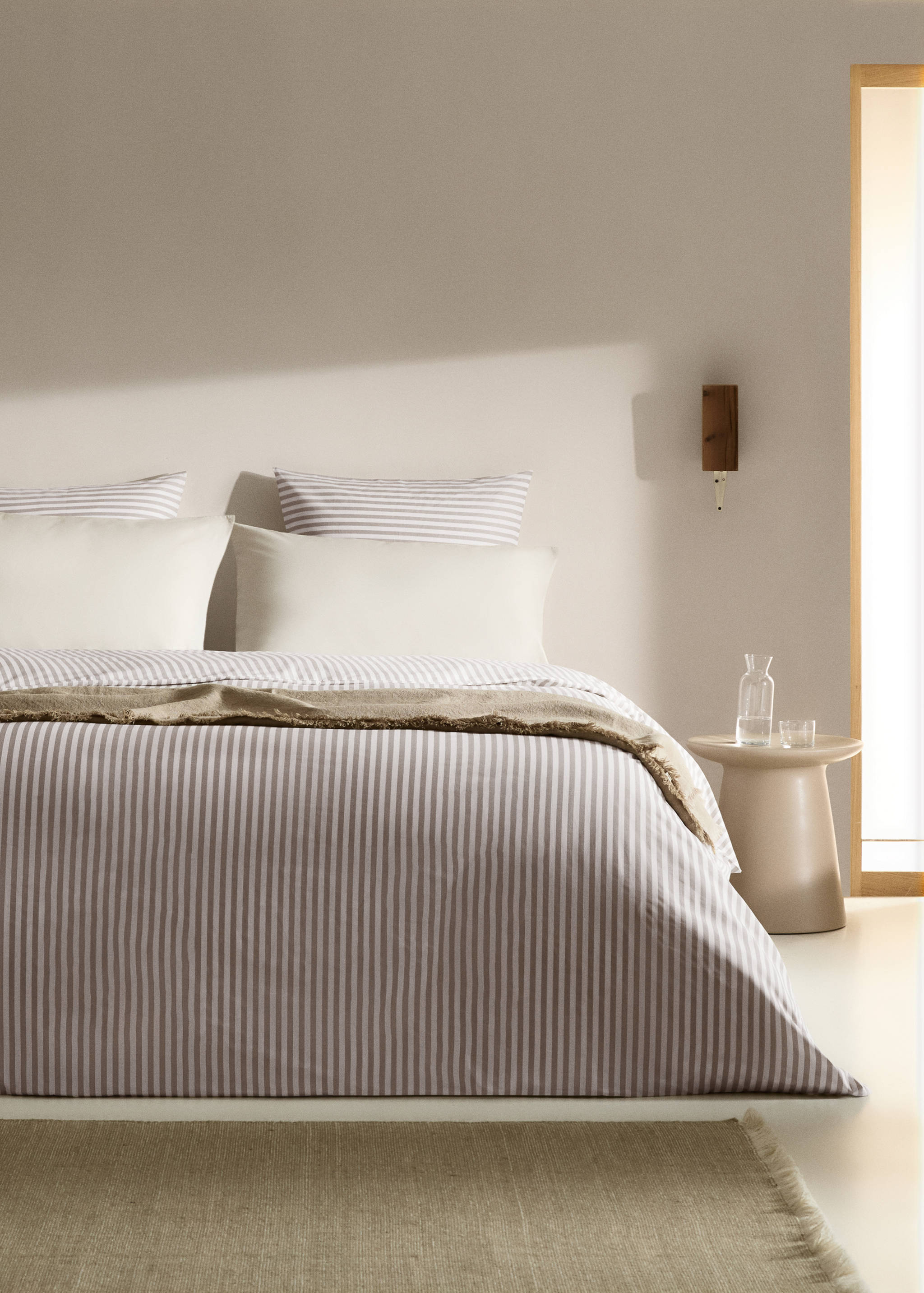 Striped cotton duvet cover for 150cm bed - General plane
