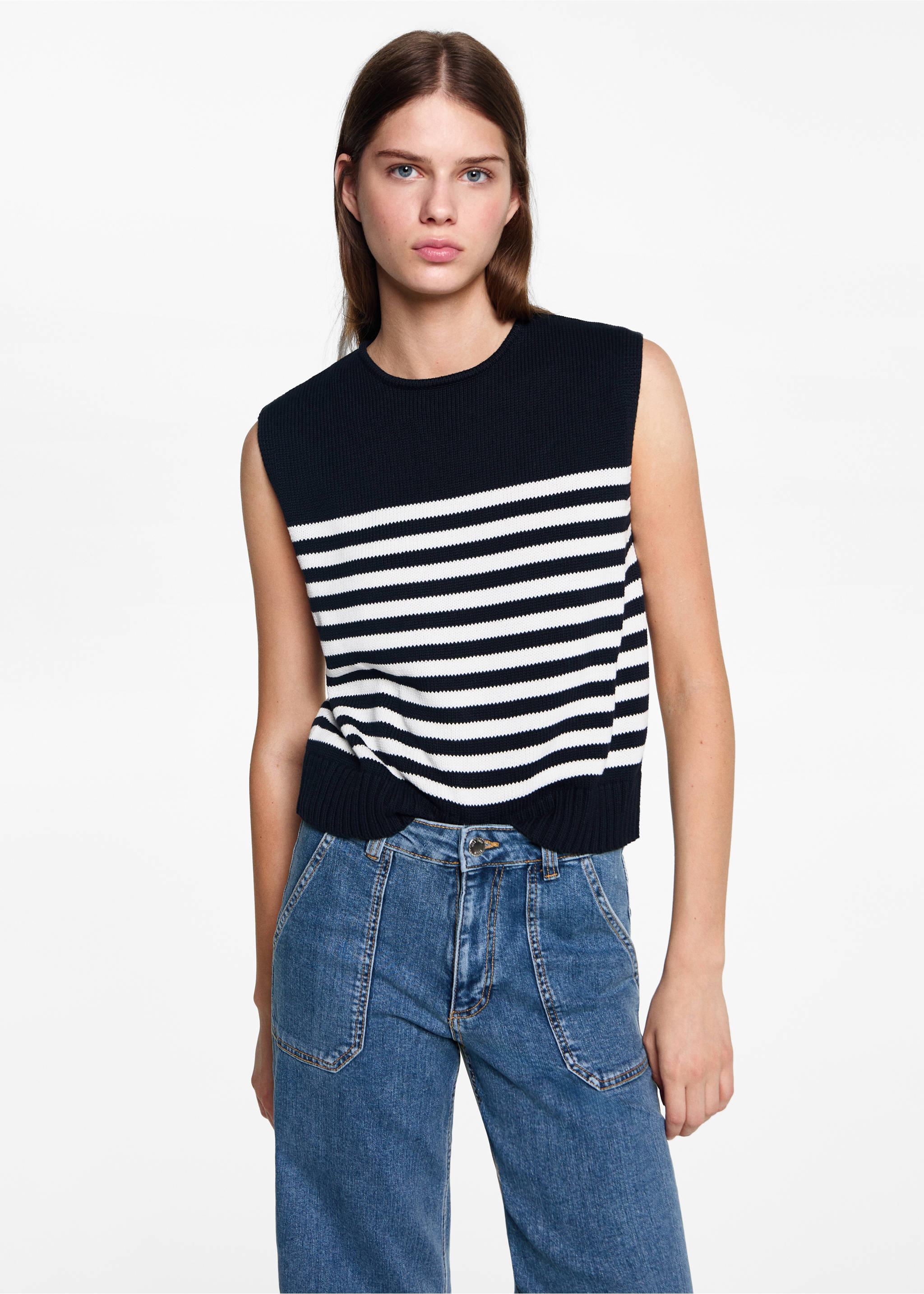 Jeans culotte bolsillos - Plano medio, Azul medio. Ref: 77000615-00.
