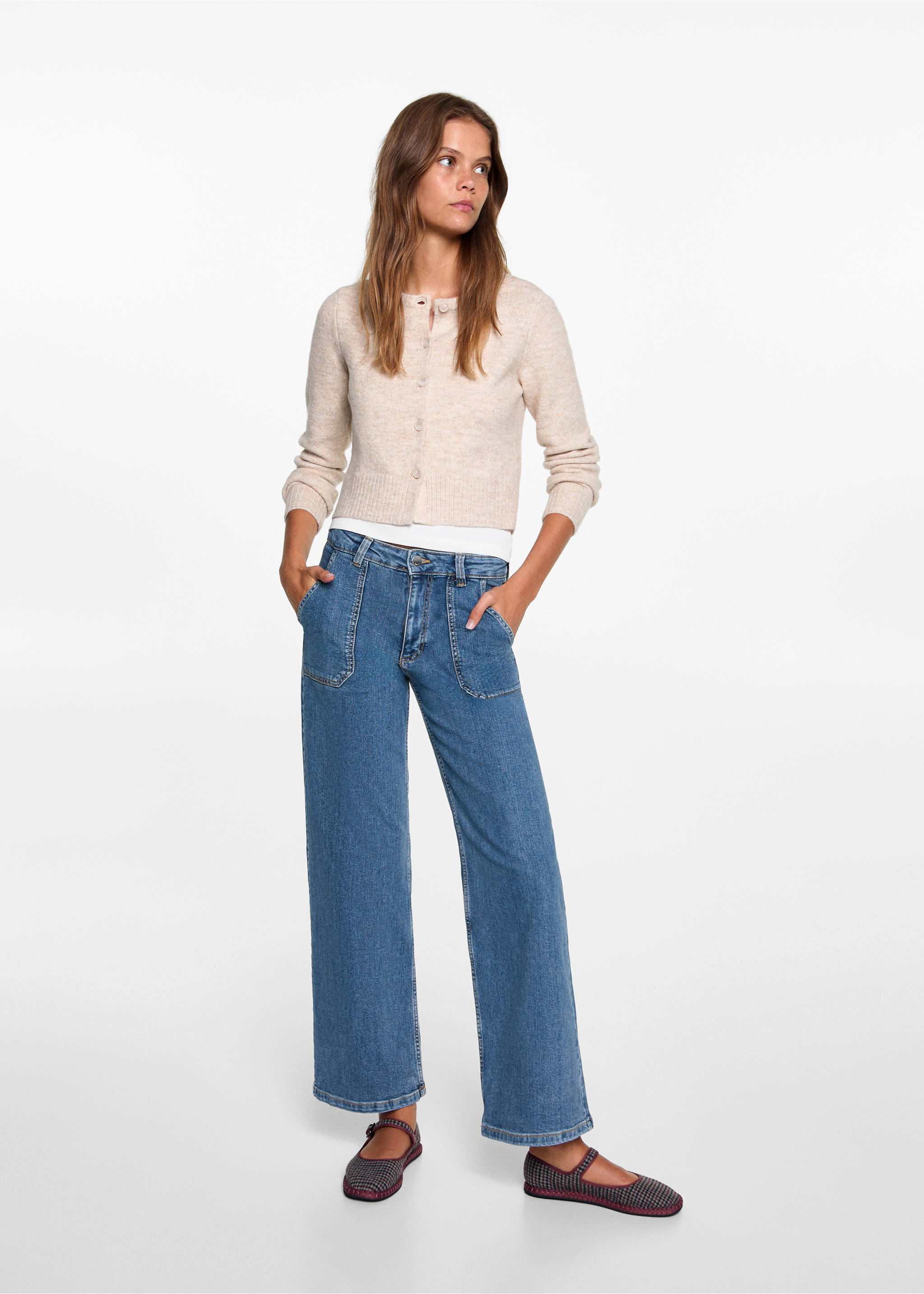 Jeans culotte bolsillos - Detalle del artículo 2, Azul medio. Ref: 77000615-00.
