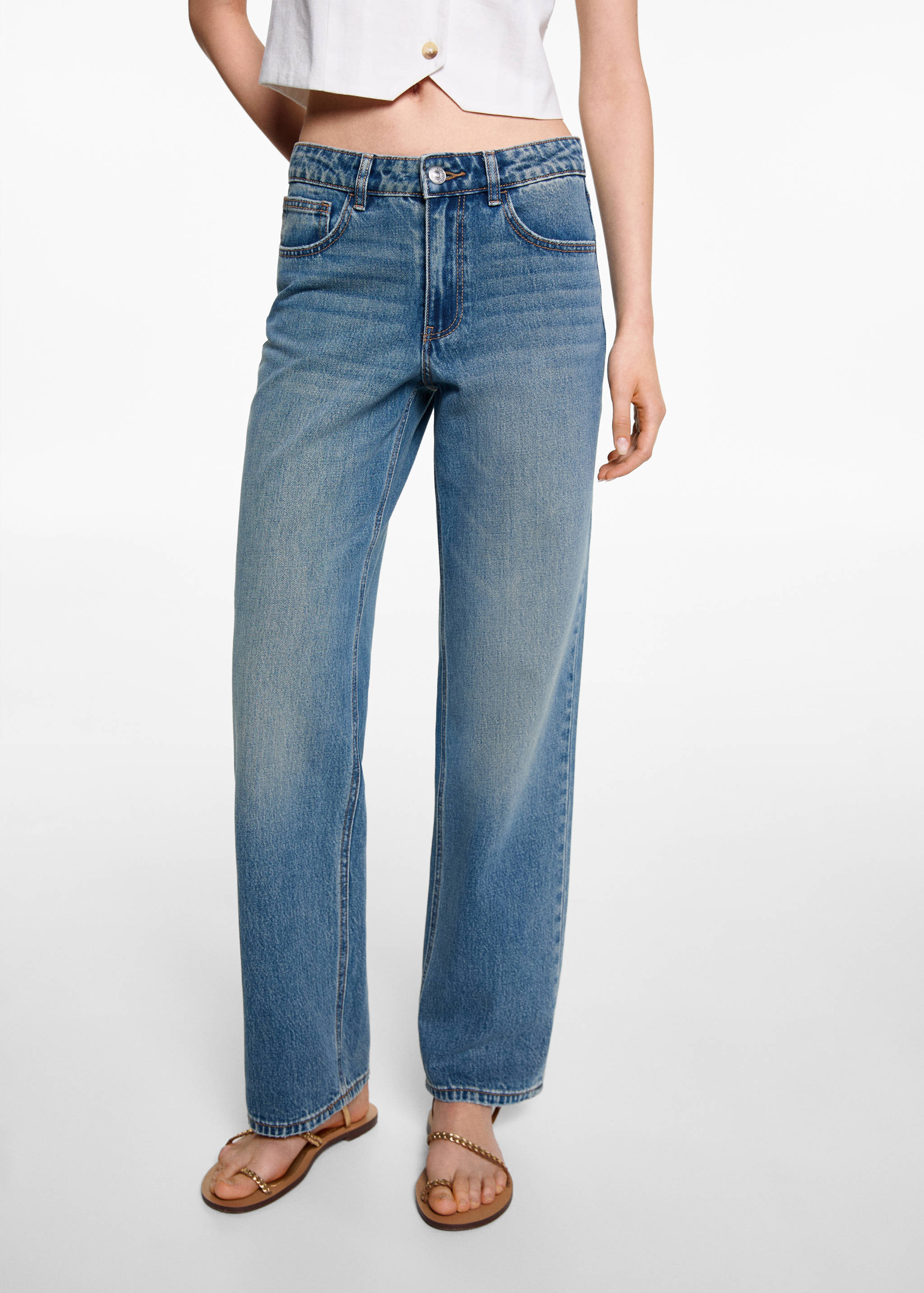 Mid-rise straight jeans - Details of the article 1