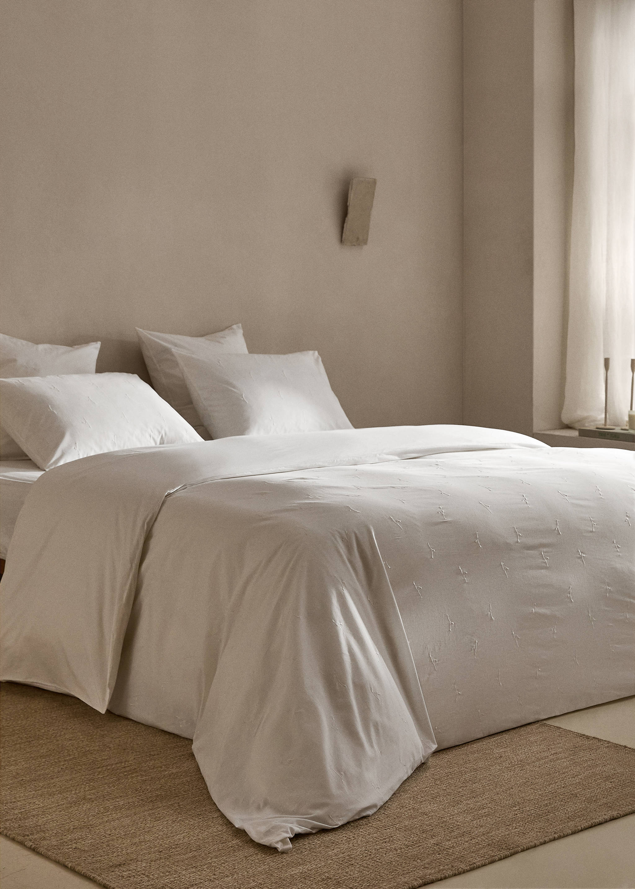 Funda nórdica algodón bordado floral cama 180cm - Plano general