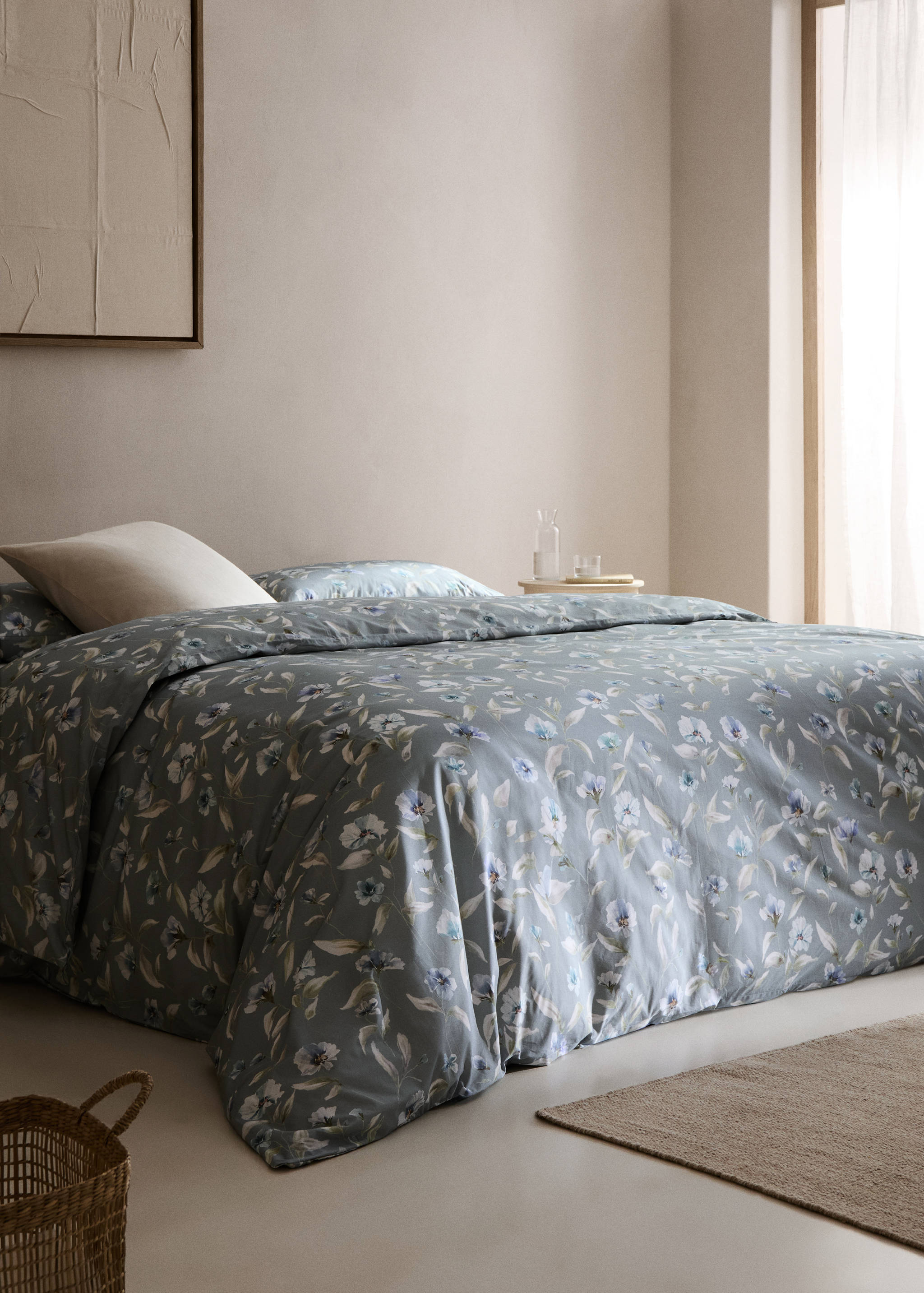 Funda nòrdica 100% cotó disseny flors llit 180cm - Pla general