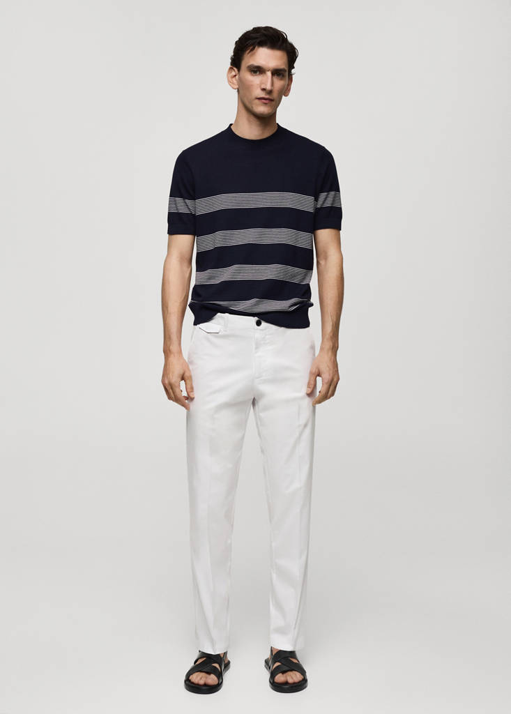 Regular fit structure cotton trousers — Off White