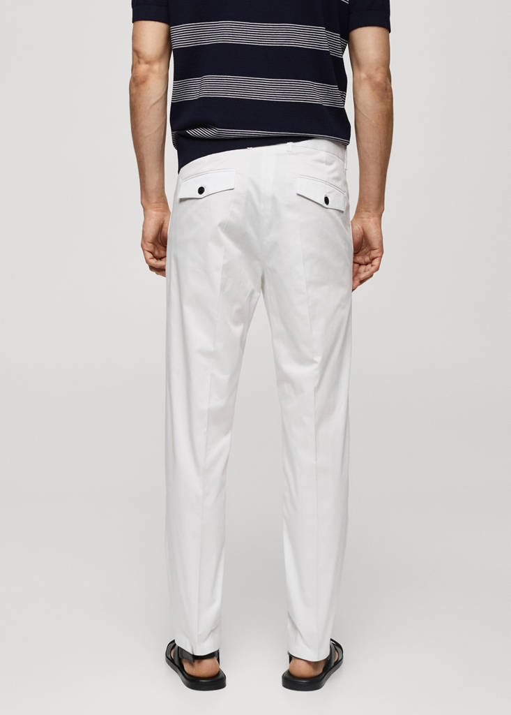Regular fit structure cotton trousers — Off White