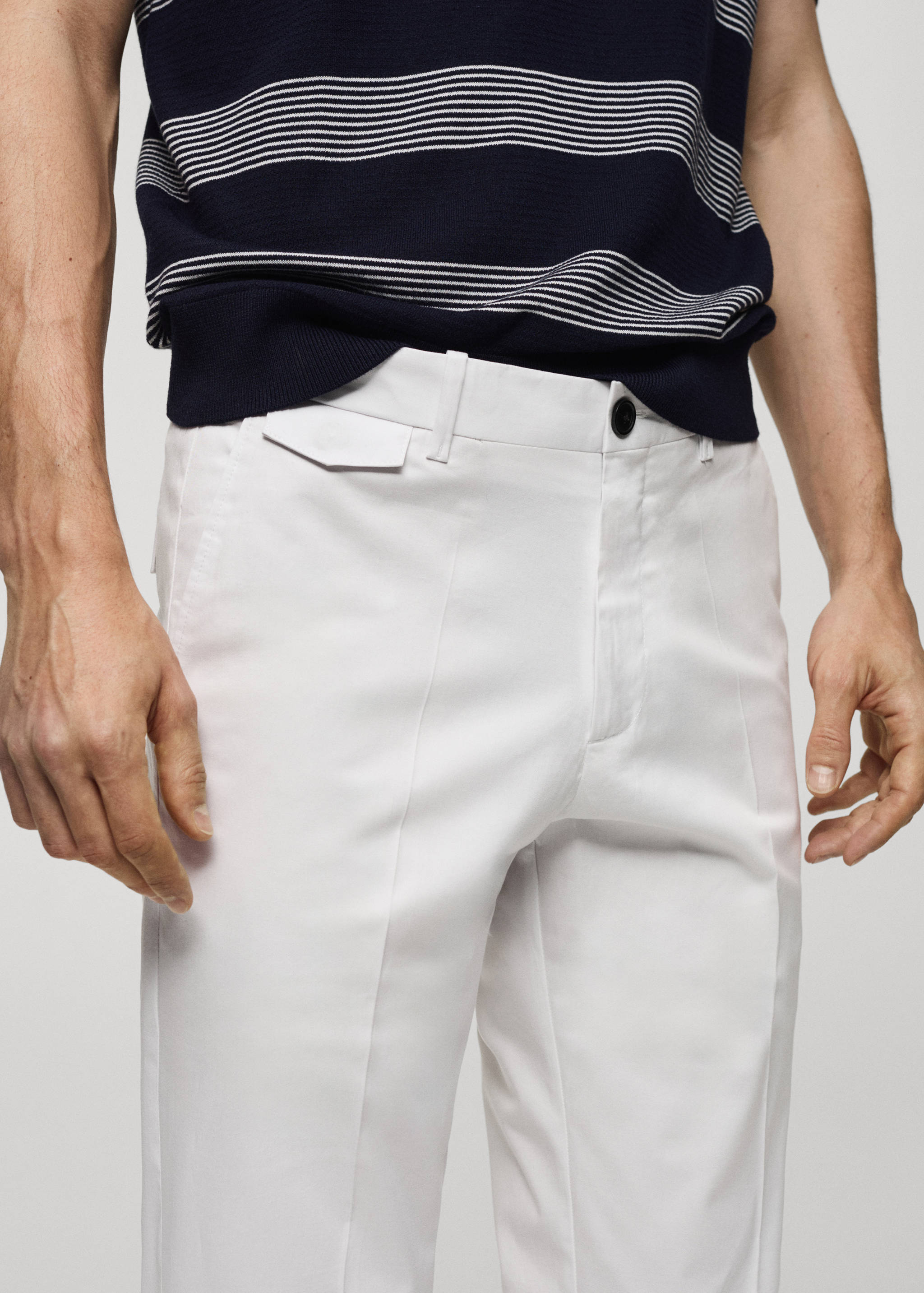 Regular fit structure cotton pants - Details of the article 1
