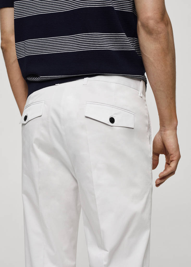 Regular fit structure cotton trousers — Off White