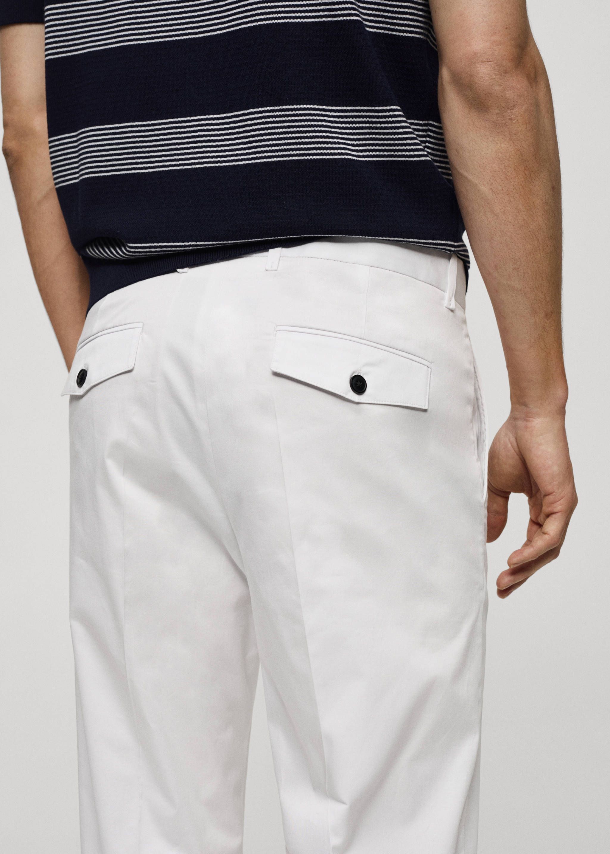 Regular fit structure cotton pants - Details of the article 6