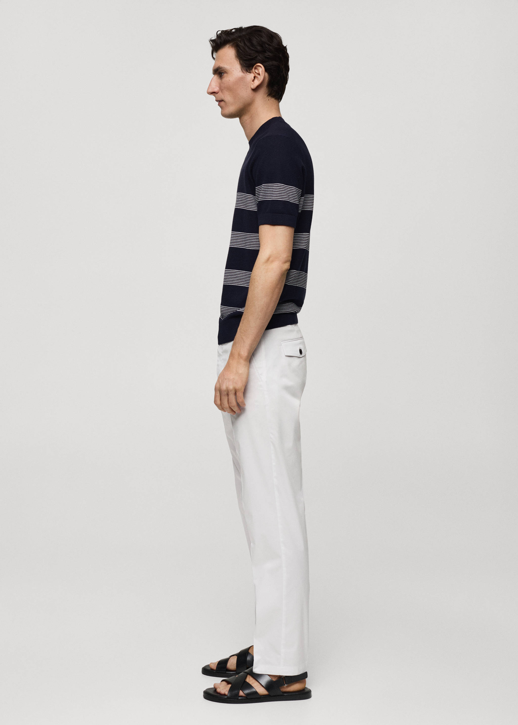 Regular fit structure cotton pants - Details of the article 2