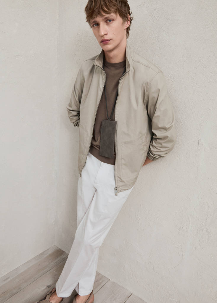 Regular fit structure cotton trousers — Off White