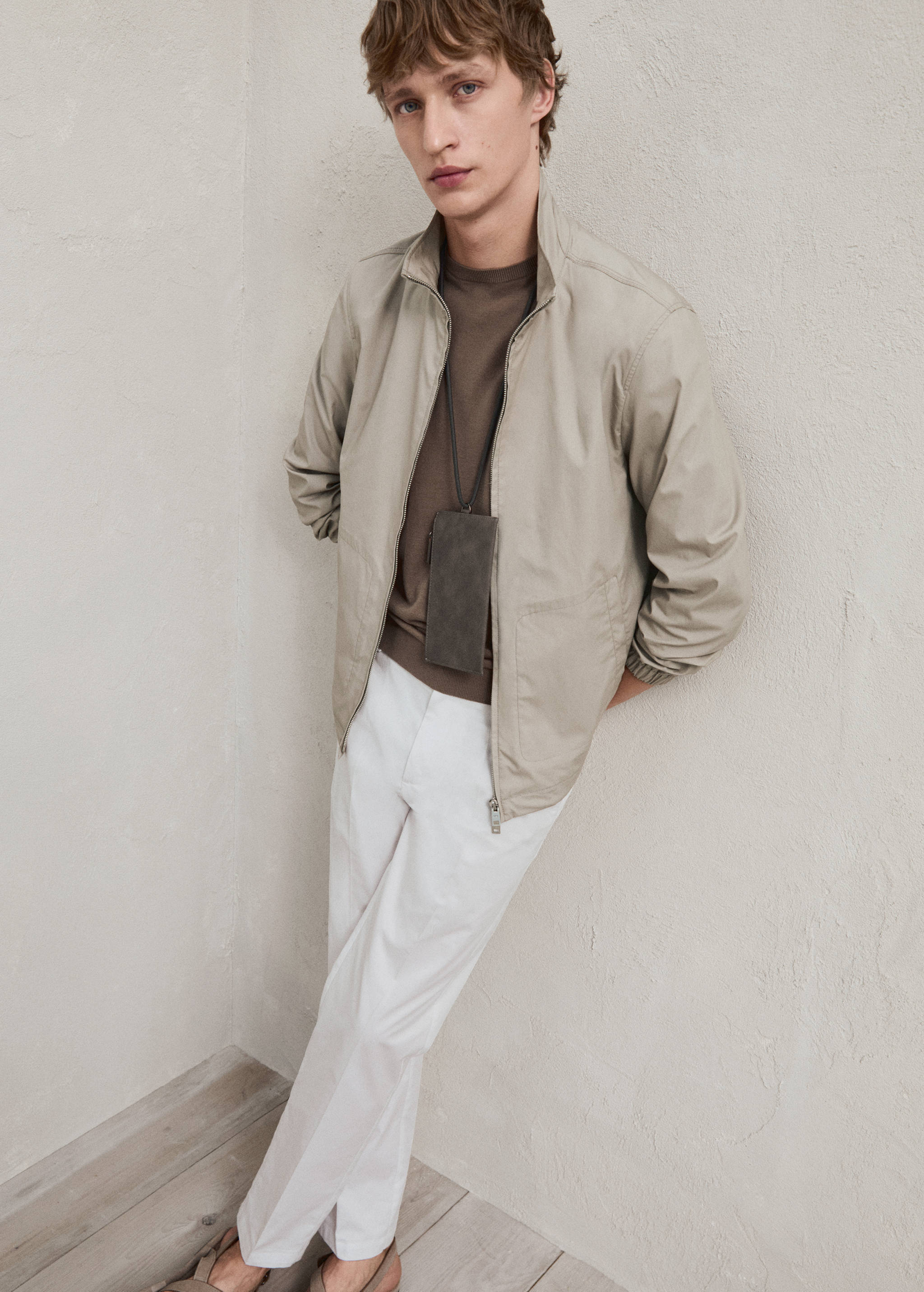 Regular fit structure cotton pants - Details of the article 5