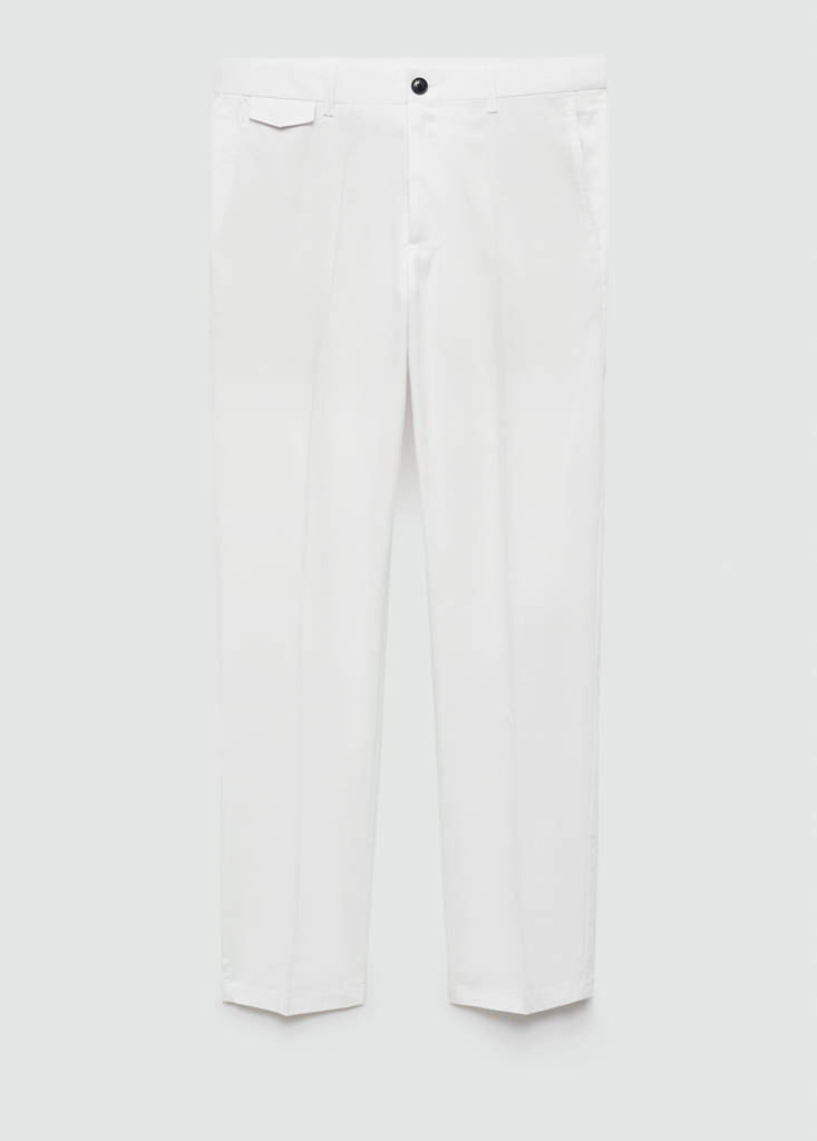 Regular fit structure cotton trousers — Off White