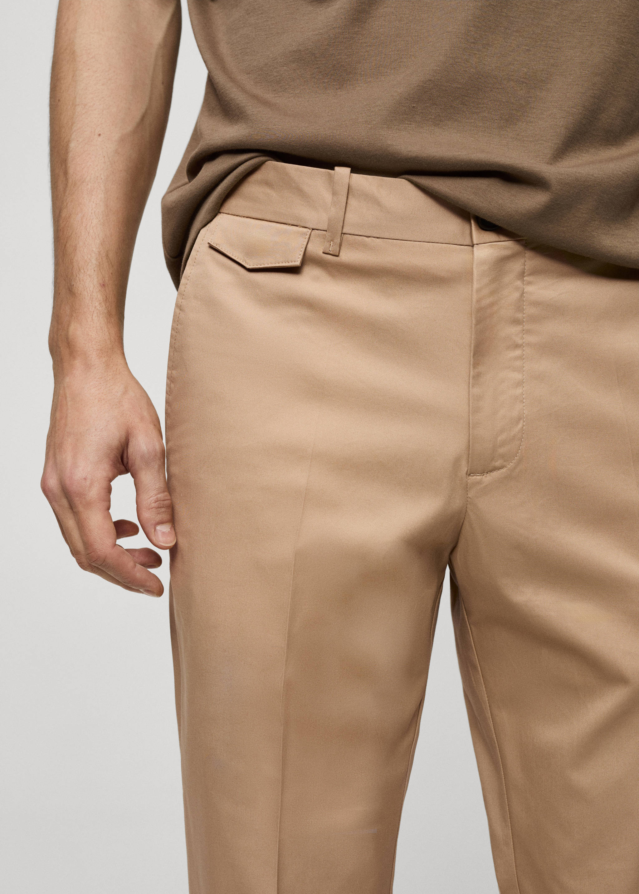 Regular fit structure cotton pants - Details of the article 1