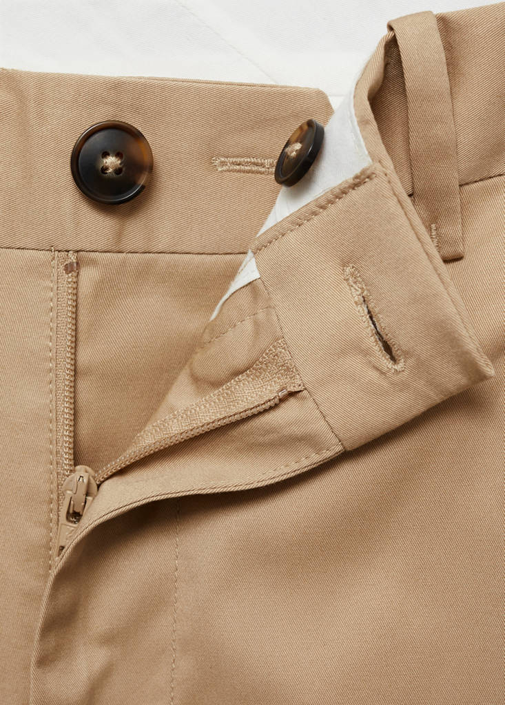 Regular fit structure cotton trousers — Beige