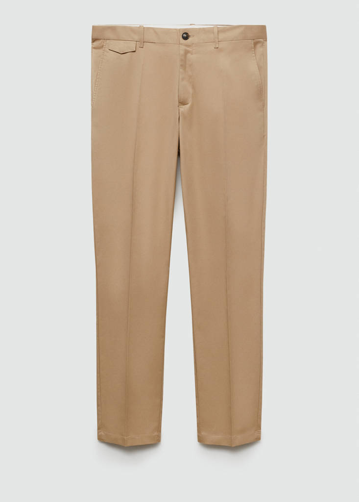 Regular fit structure cotton trousers — Beige