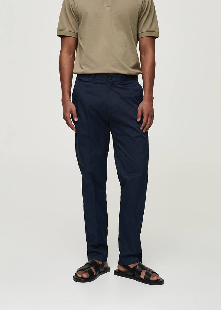 Regular fit structure cotton trousers — Dark Navy