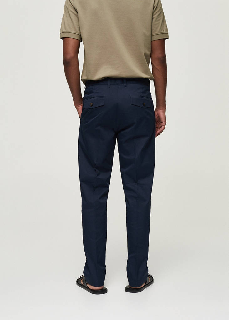 Regular fit structure cotton trousers — Dark Navy