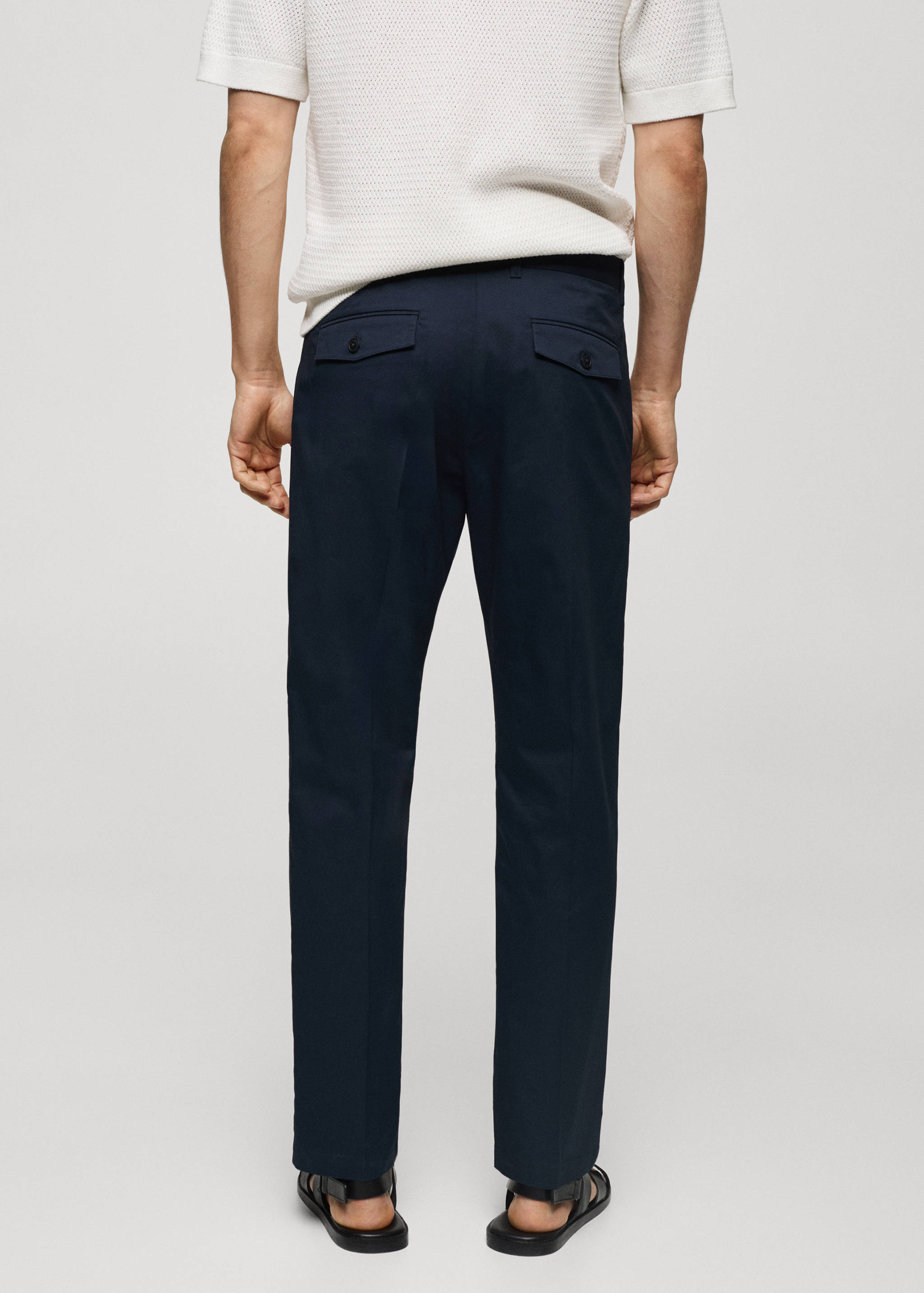 Regular fit structure cotton pants - Reverse of the article