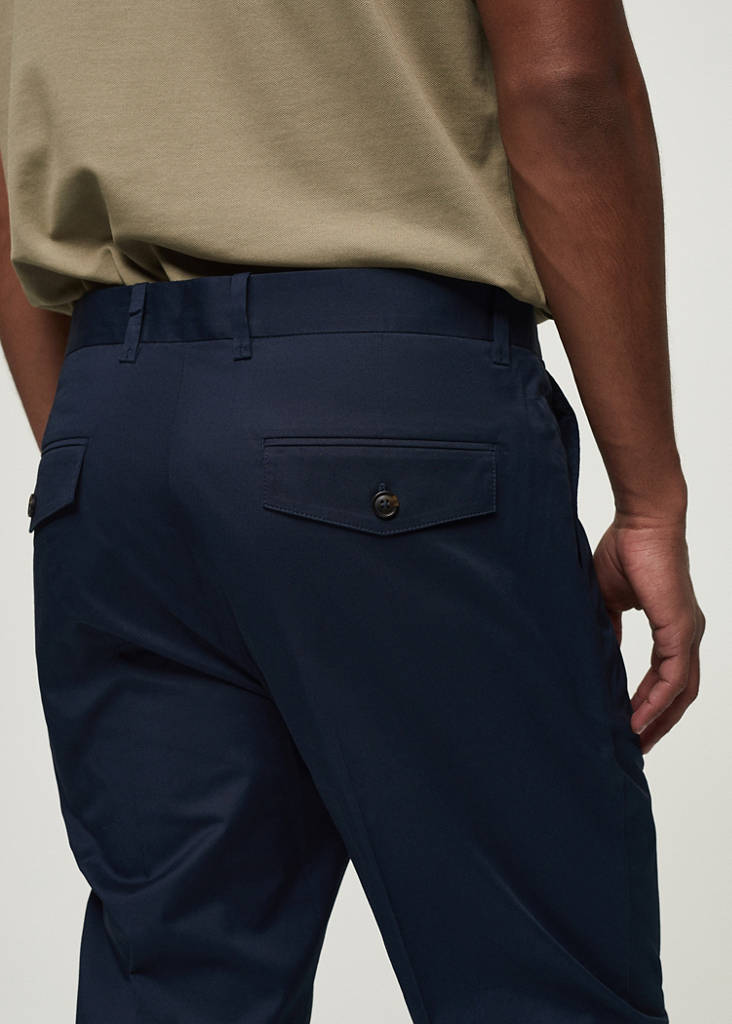 Regular fit structure cotton trousers — Dark Navy