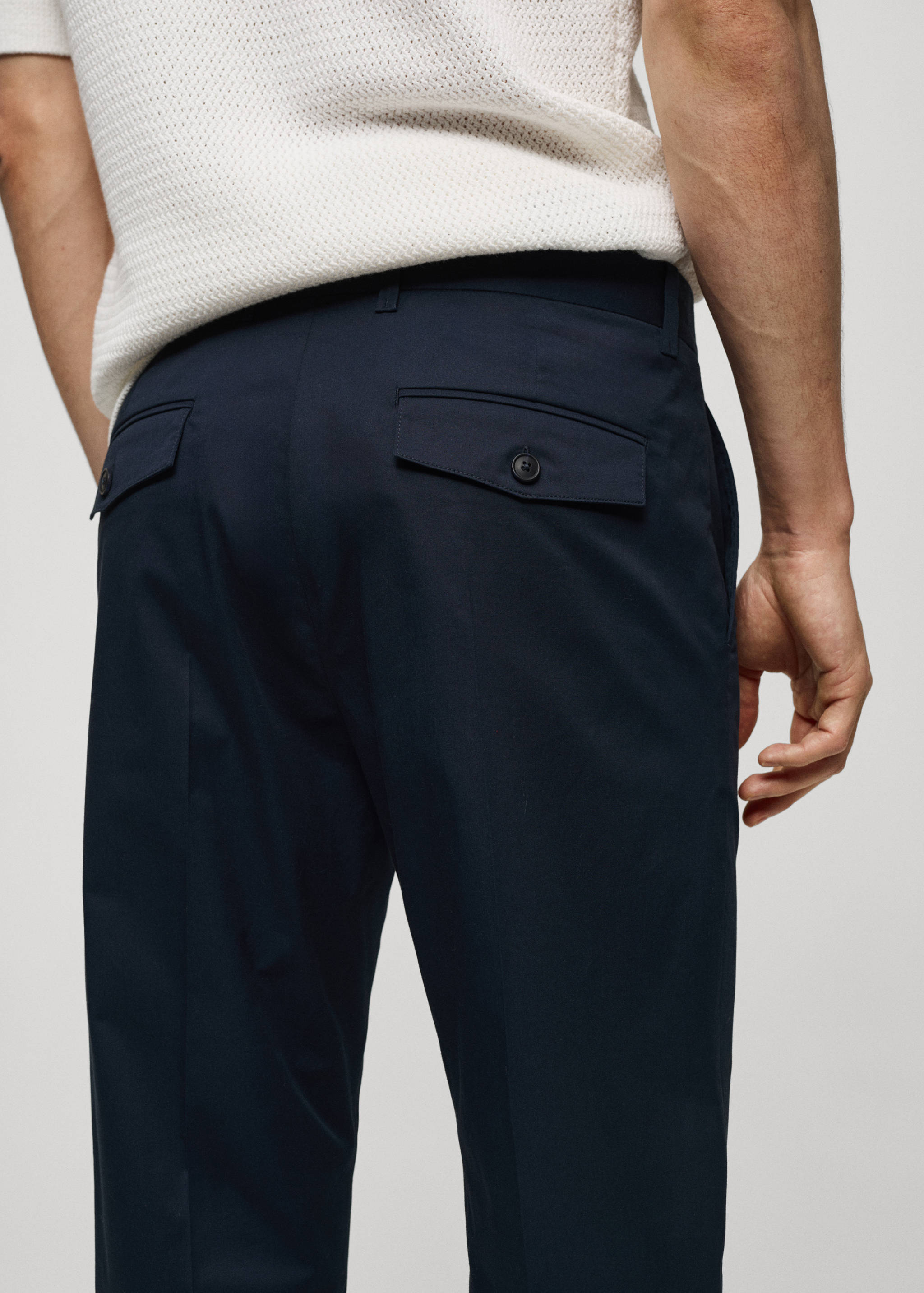 Regular fit structure cotton pants - Details of the article 6