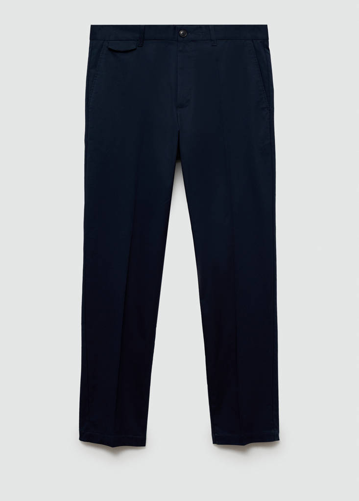 Regular fit structure cotton trousers — Dark Navy