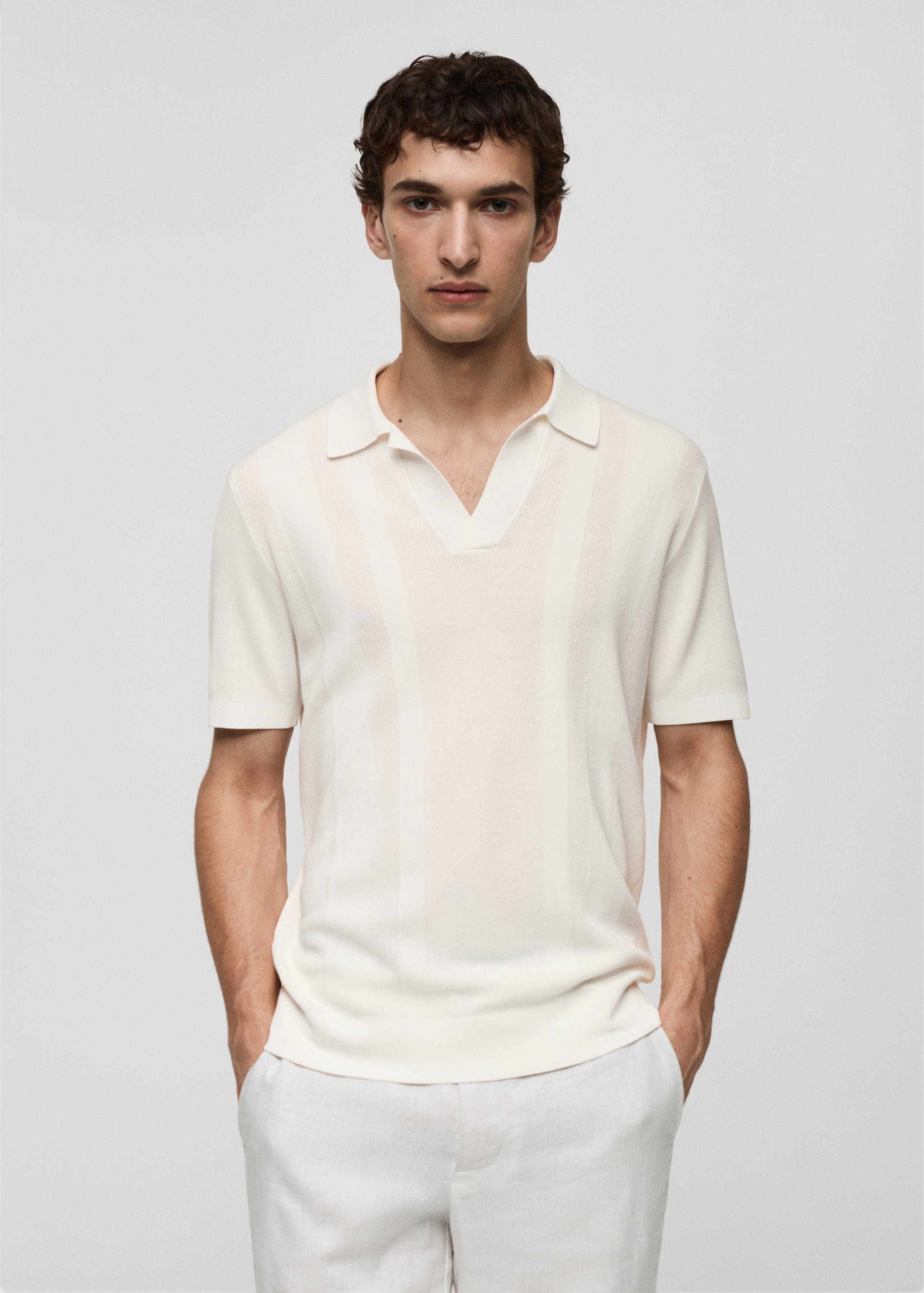 Ribbed knit polo shirt - Medium plane
