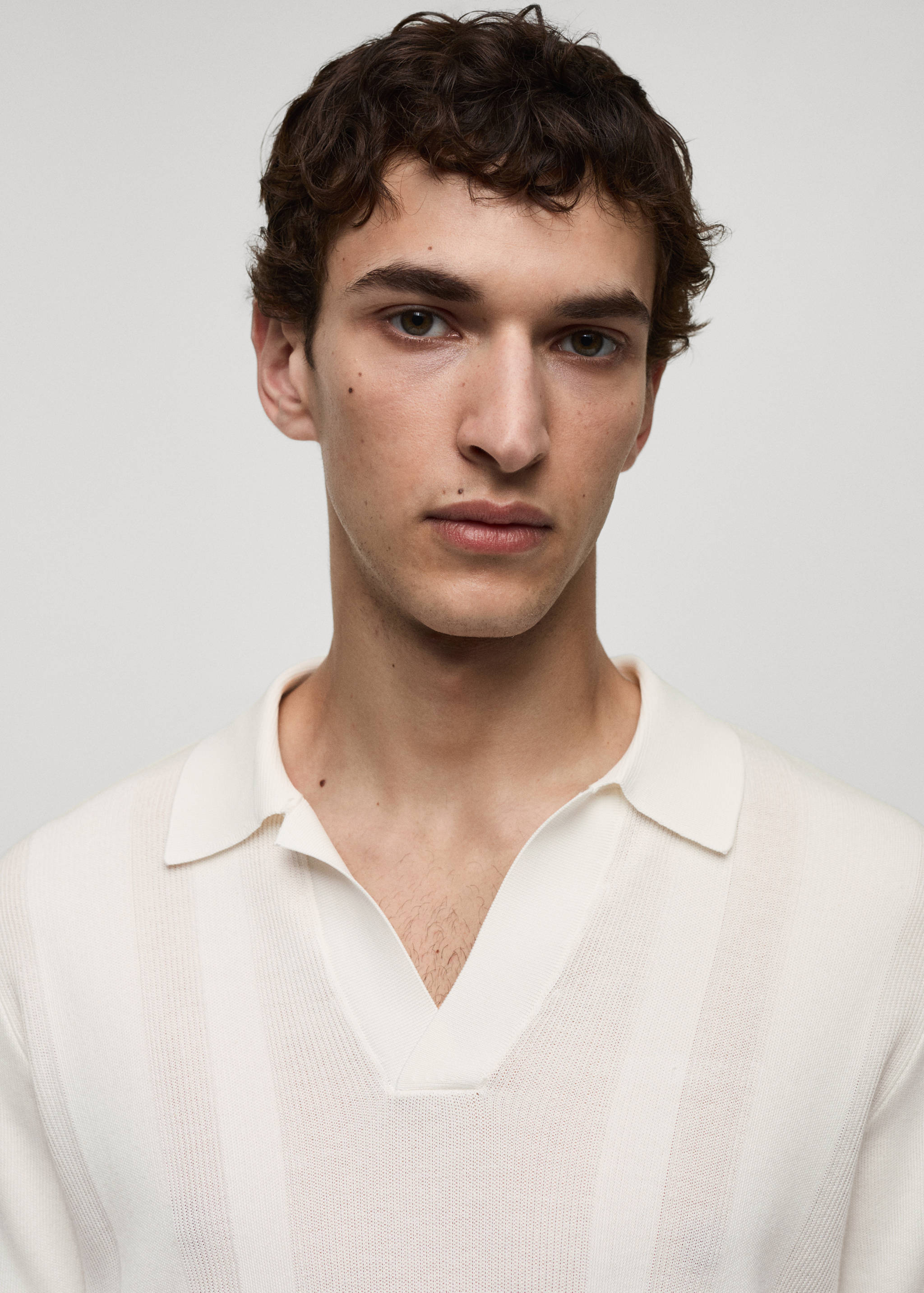 Ribbed knit polo shirt - Details of the article 1