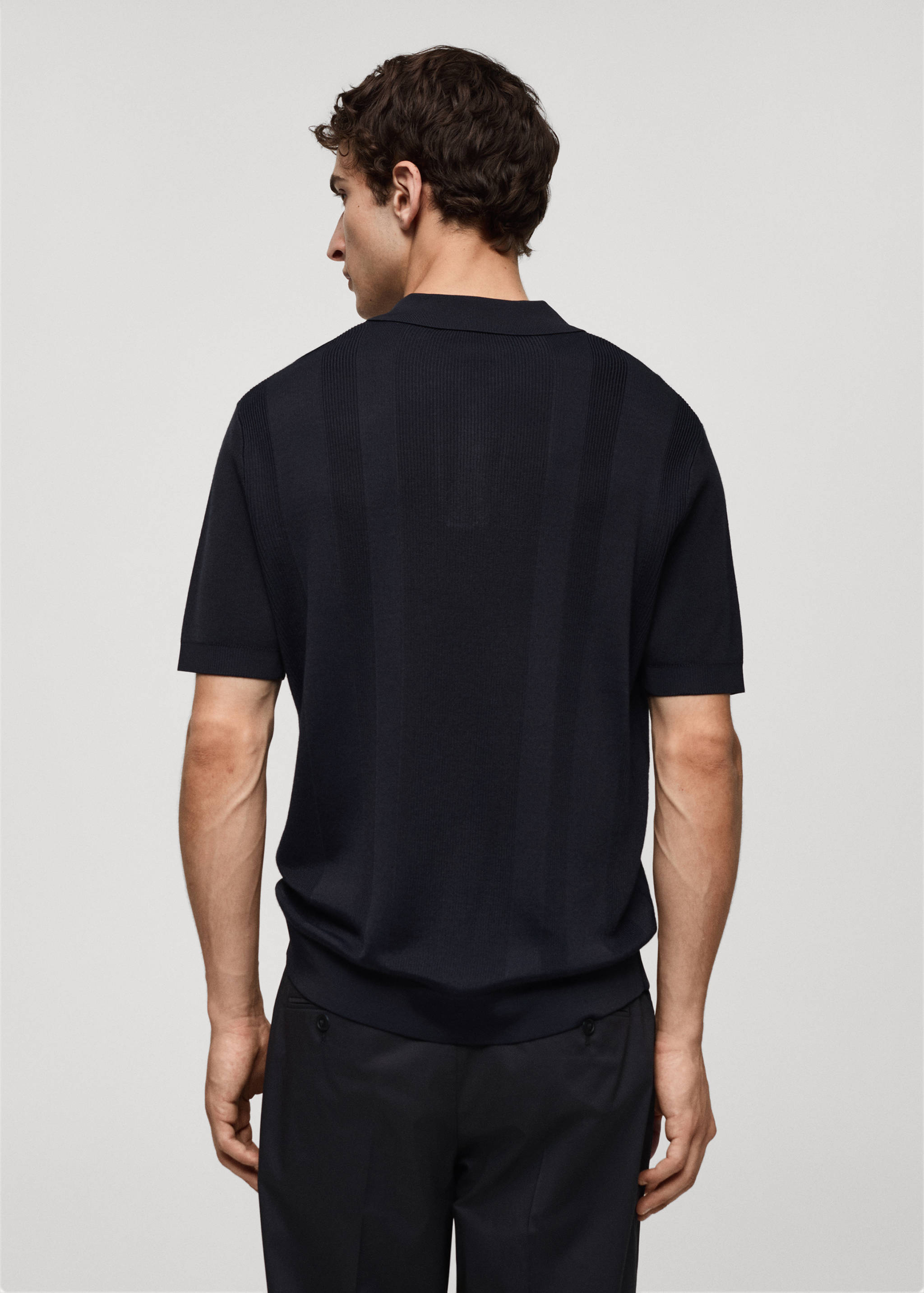 Ribbed knit polo shirt - Reverse of the article