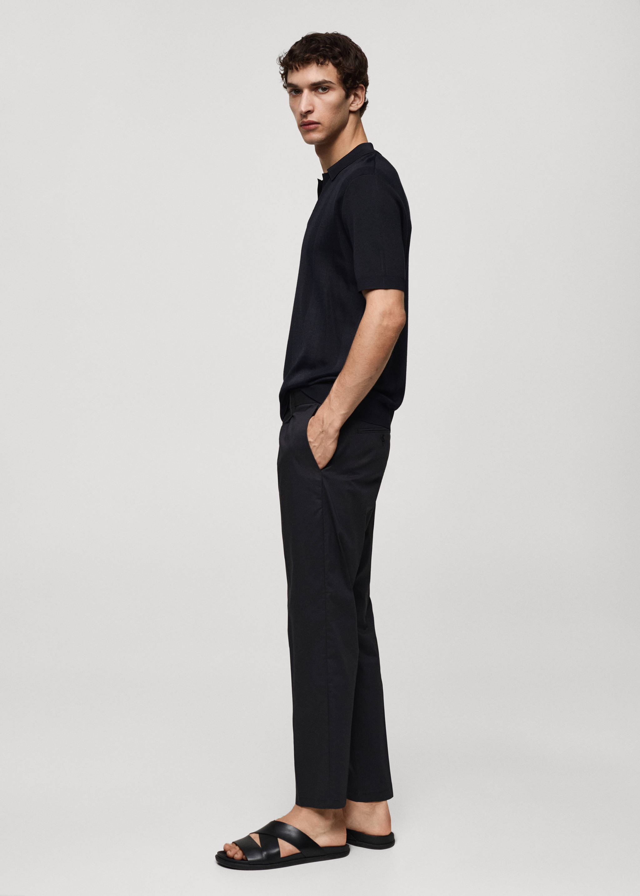 Ribbed knit polo shirt - Details of the article 2