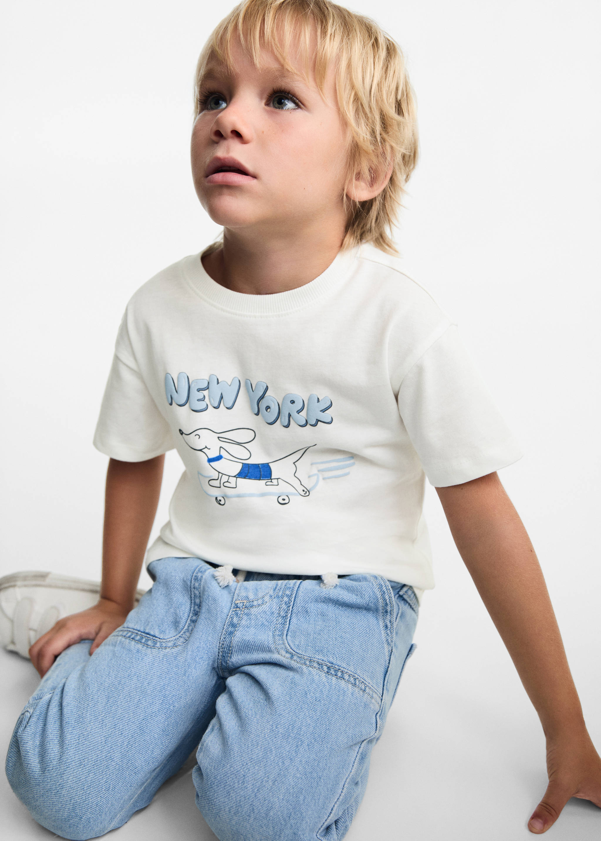 Printed cotton-blend T-shirt - Medium plane