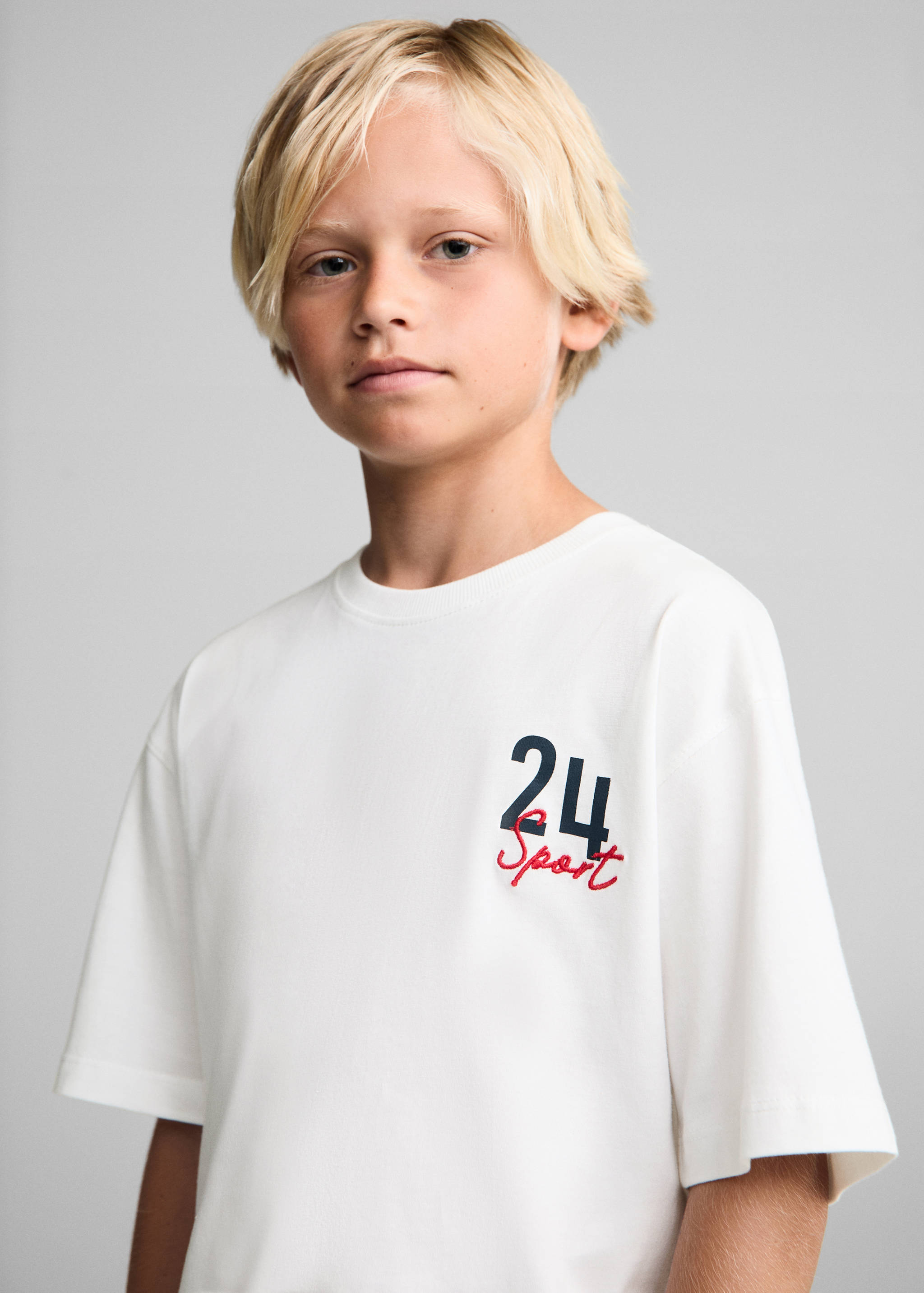 Embroidered detail cotton T-shirt - Details of the article 1